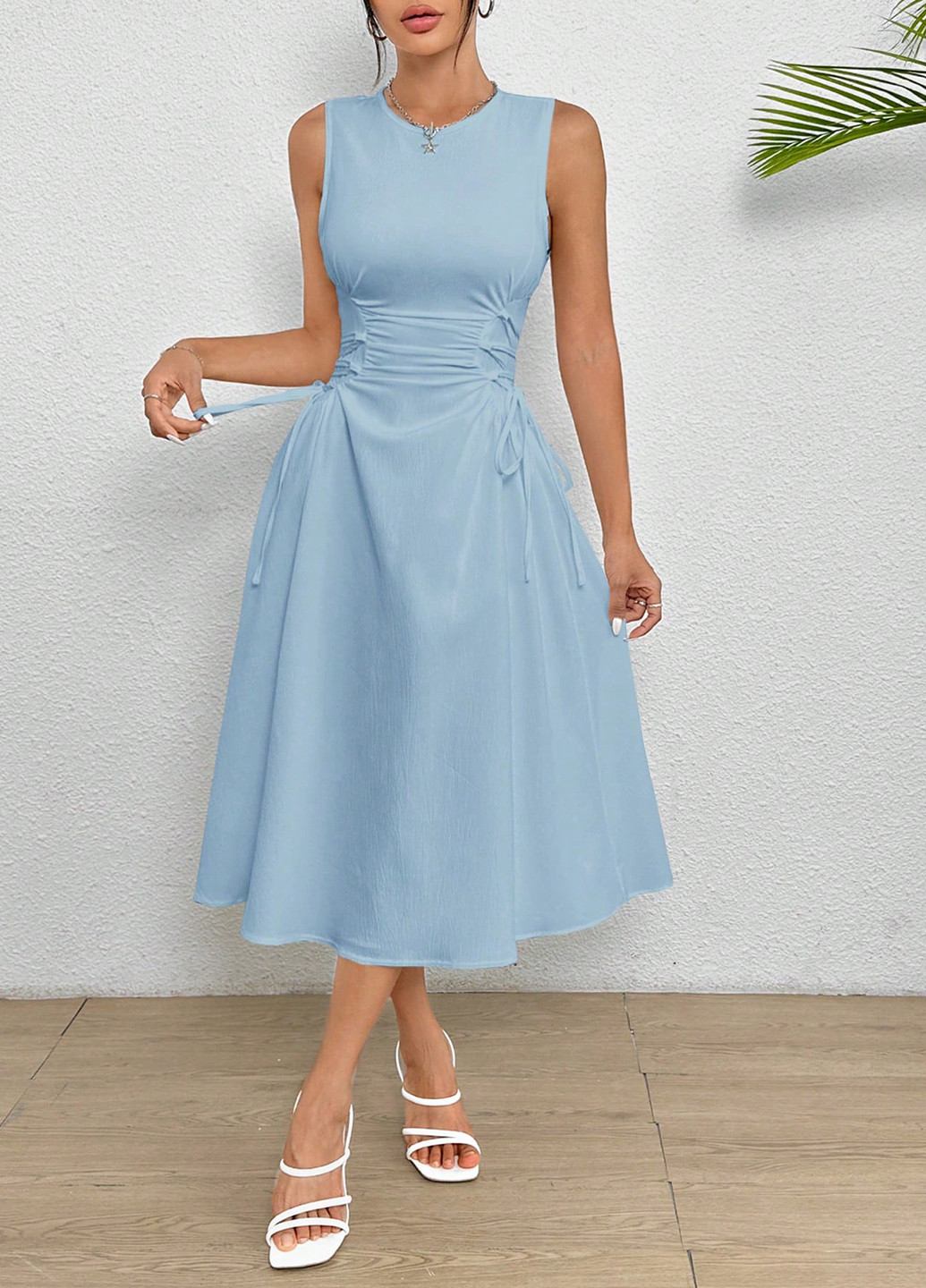 Світло-блакитна кежуал сукня кльош SHEIN однотонна
