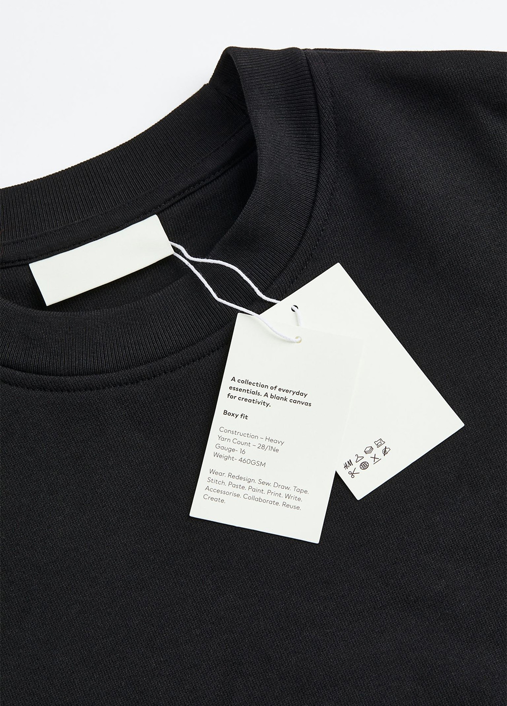 Свитшот H&M - Прямой крой однотонный черный кэжуал хлопок, трикотаж - (262738440)
