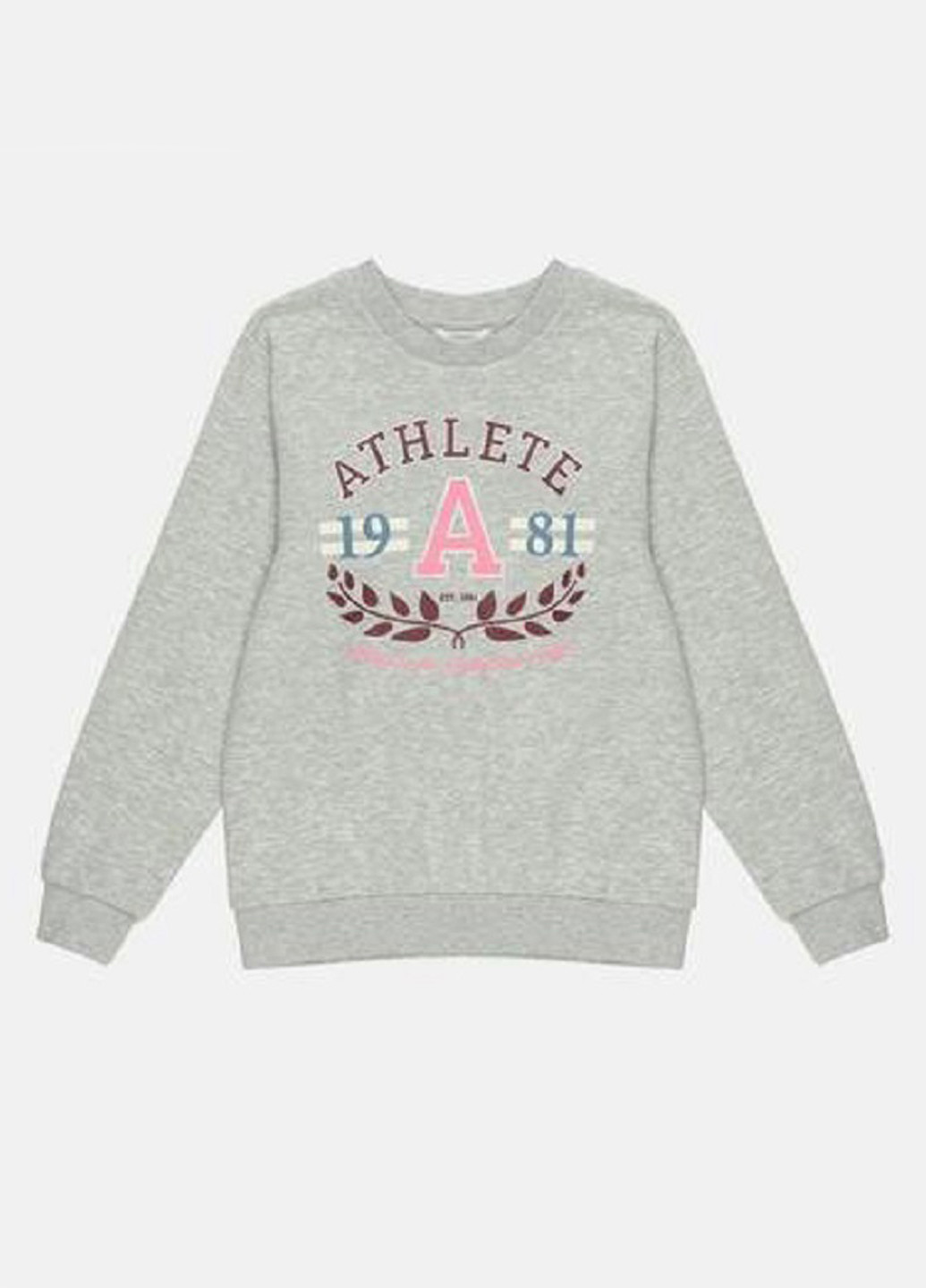 H&M свитшот надпись светло-серый кэжуал хлопок