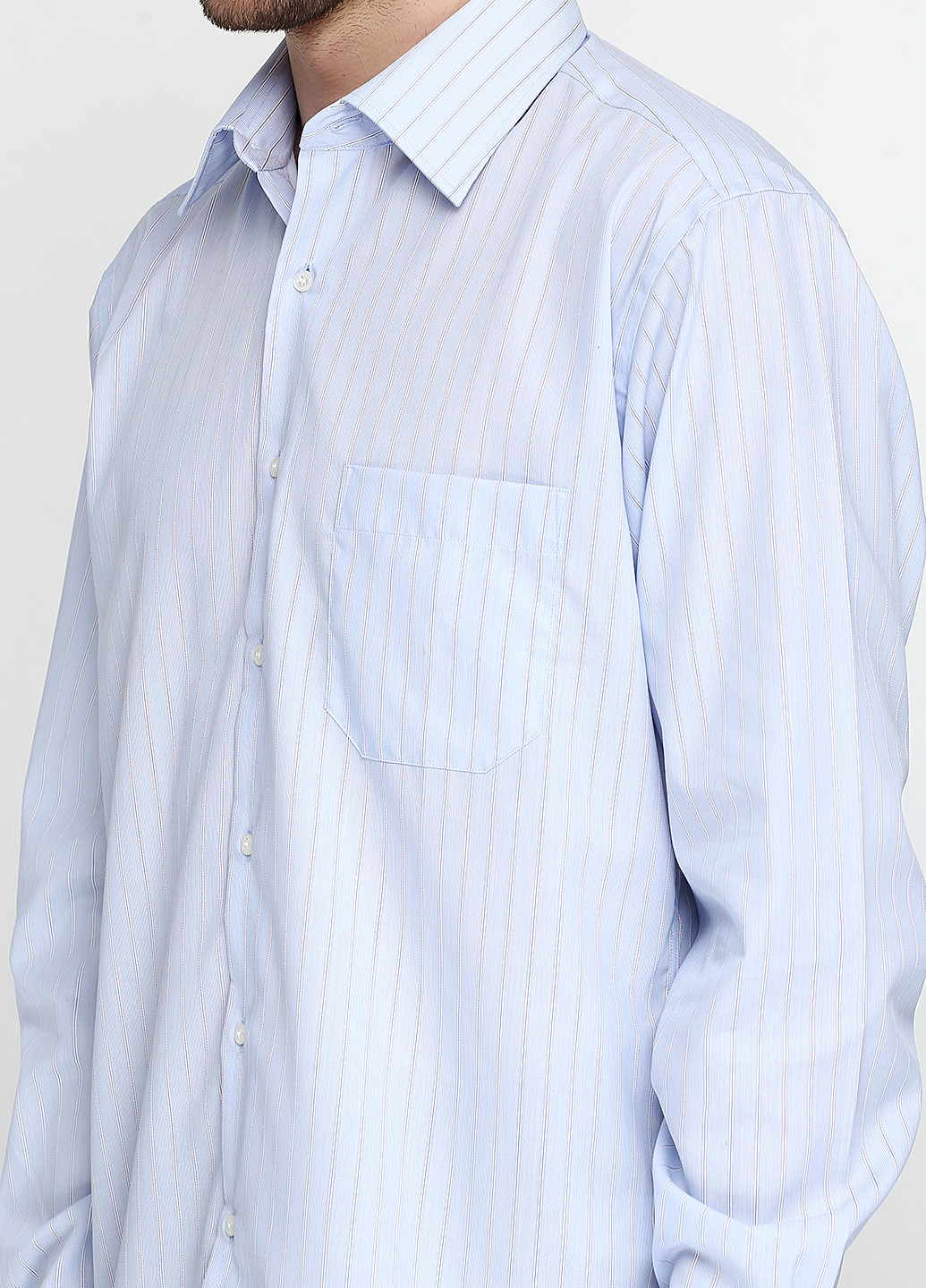Голубой кэжуал рубашка в полоску Pierre Clarence с длинным рукавом