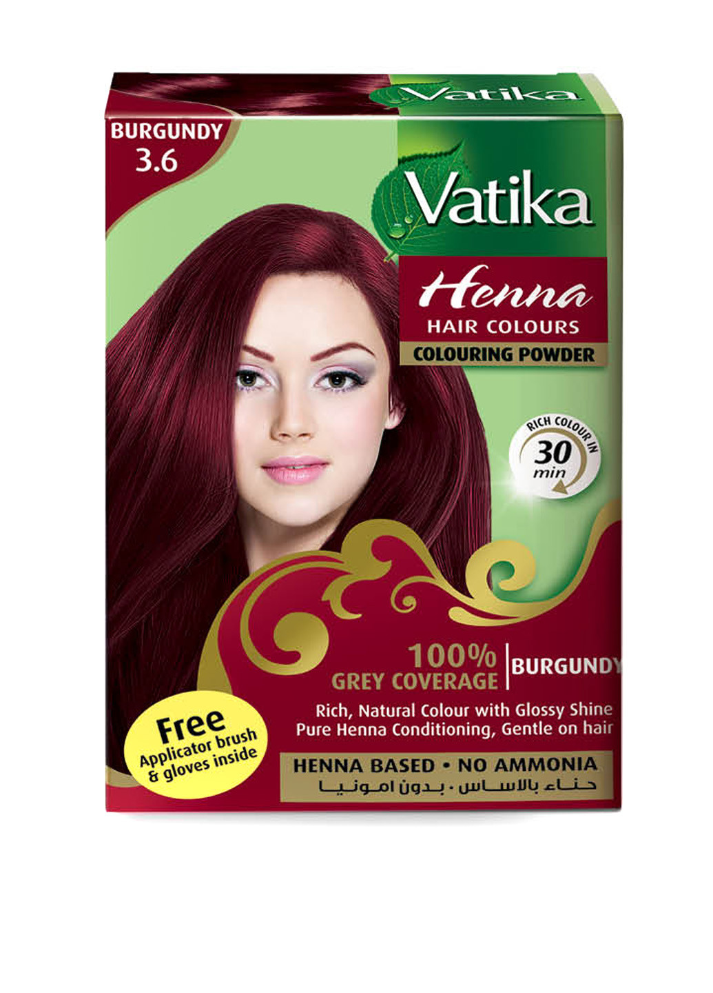 Краска для волос на основе хны "VATIKA" Бордовая 6*10 г Dabur (16880259)