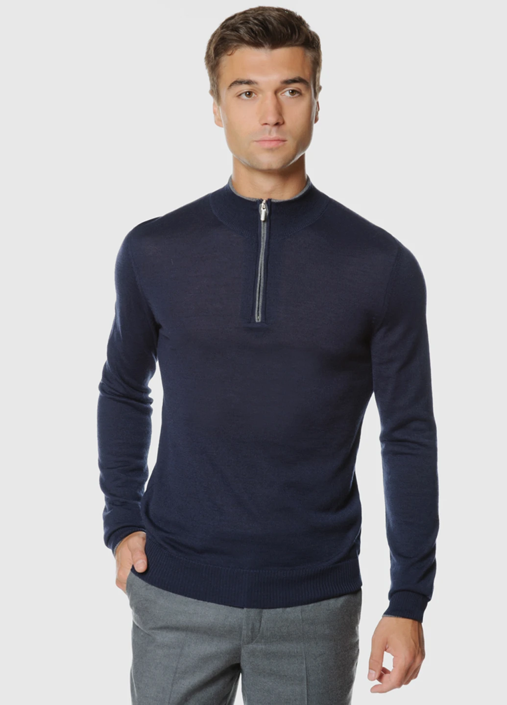 Синій демісезонний джемпер чоловічий Arber Zipper-neck FF N-AVT-49