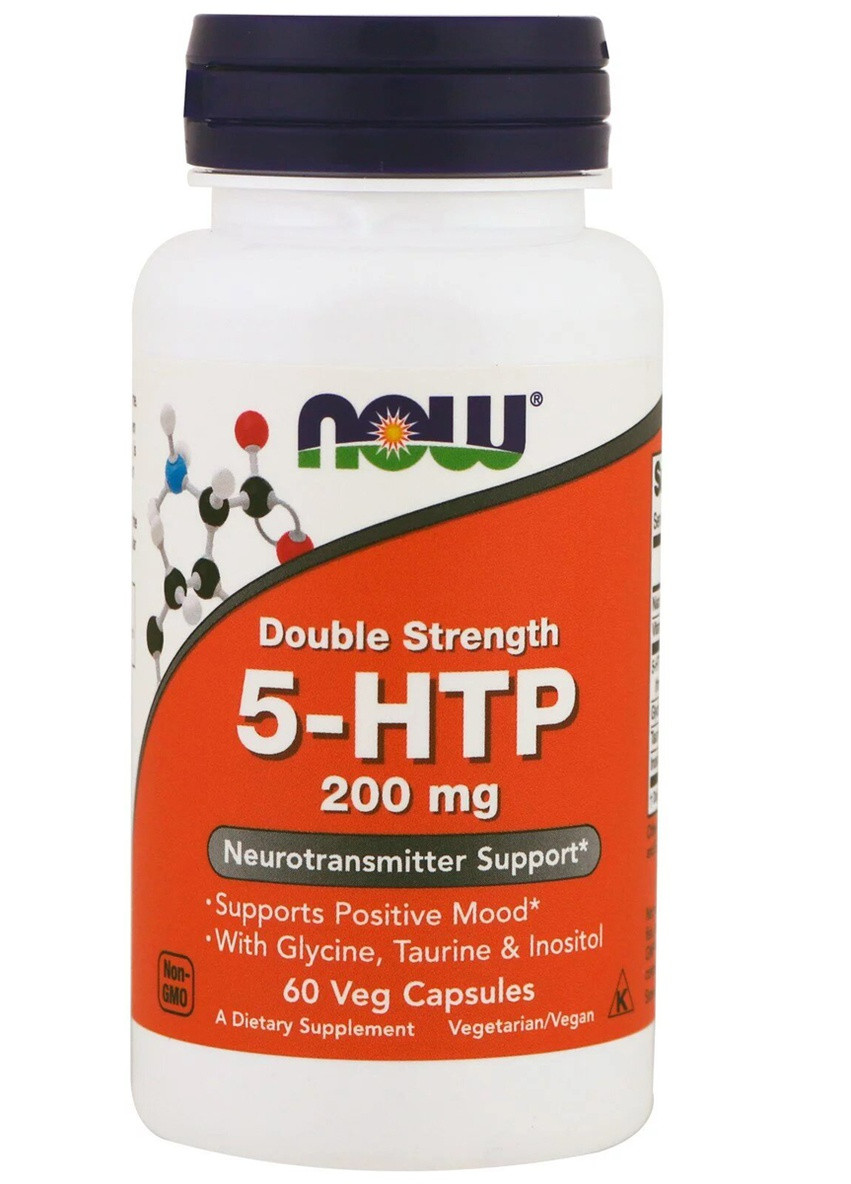 5-HTP (гідроксітріптофана), 200 мг, Подвійна Сила,, 60 гелевих капсул Now Foods (228292078)