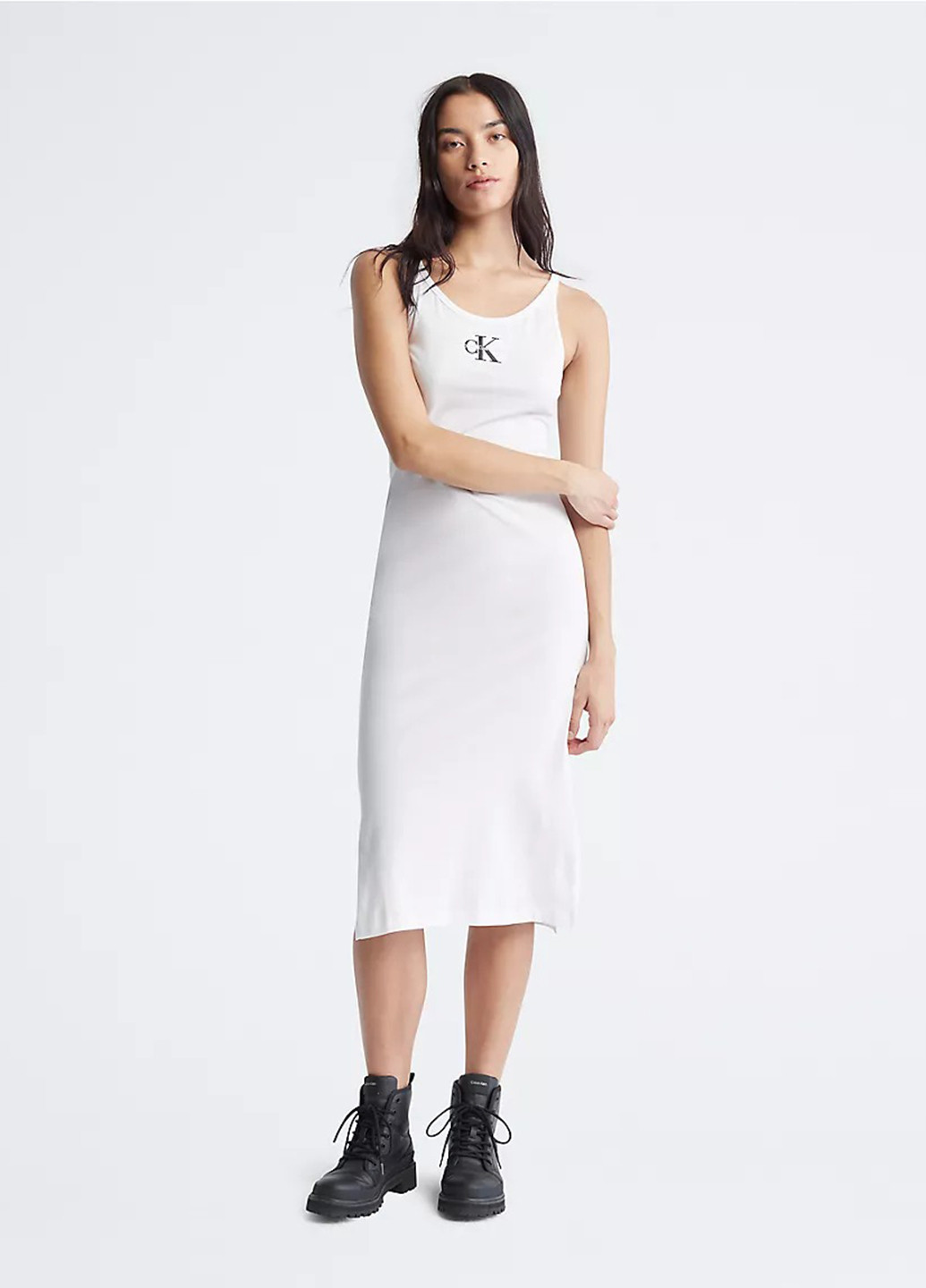 Белое кэжуал платье платье-майка Calvin Klein с логотипом