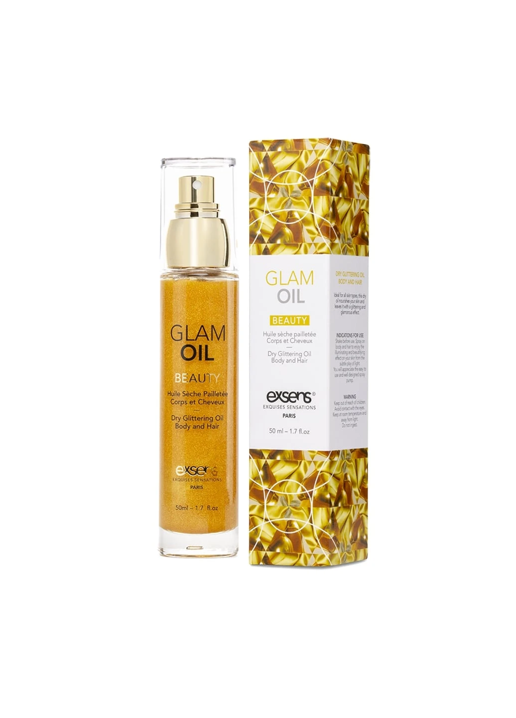Масло для тела с блеском Glam Oil 50мл, с маслом миндаля, без парабенов и феноксиэтанола Exsens (254152080)