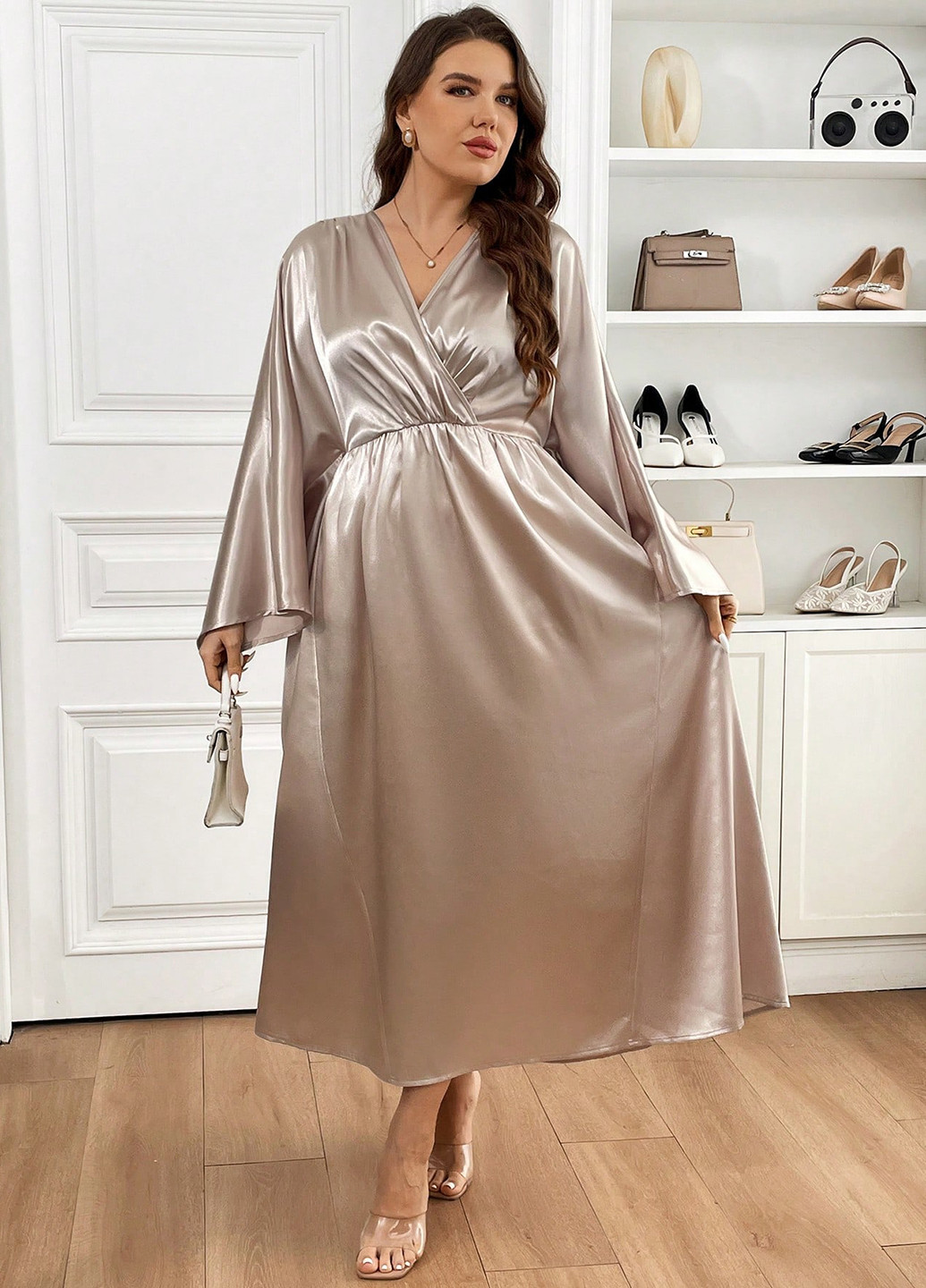 Золотий кежуал сукня а-силует SHEIN однотонна