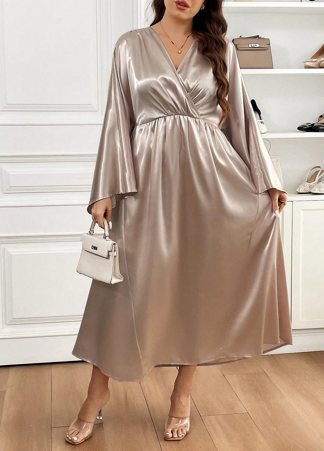 Золотий кежуал сукня а-силует SHEIN однотонна