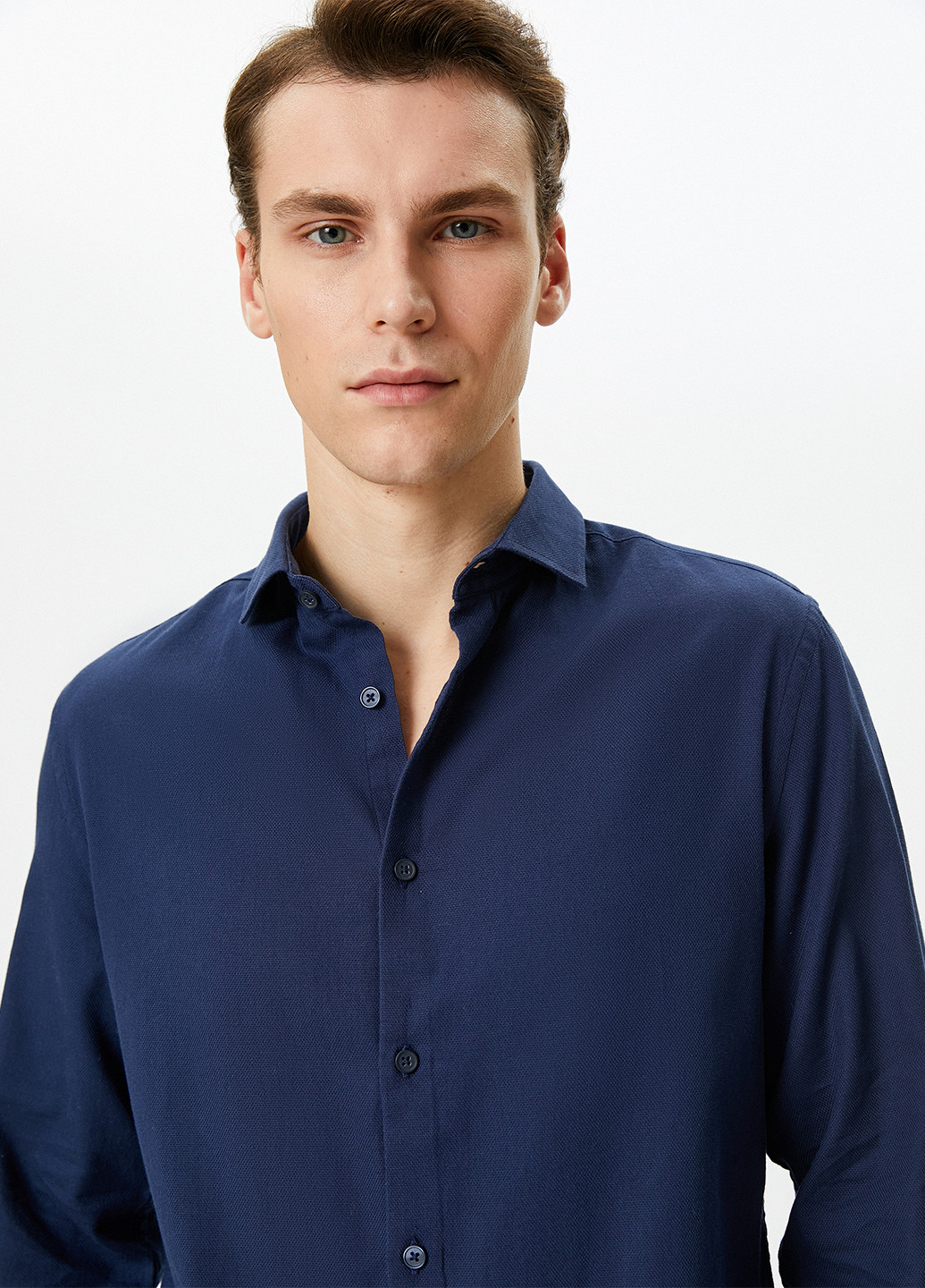 Темно-синяя кэжуал, домашний рубашка однотонная KOTON