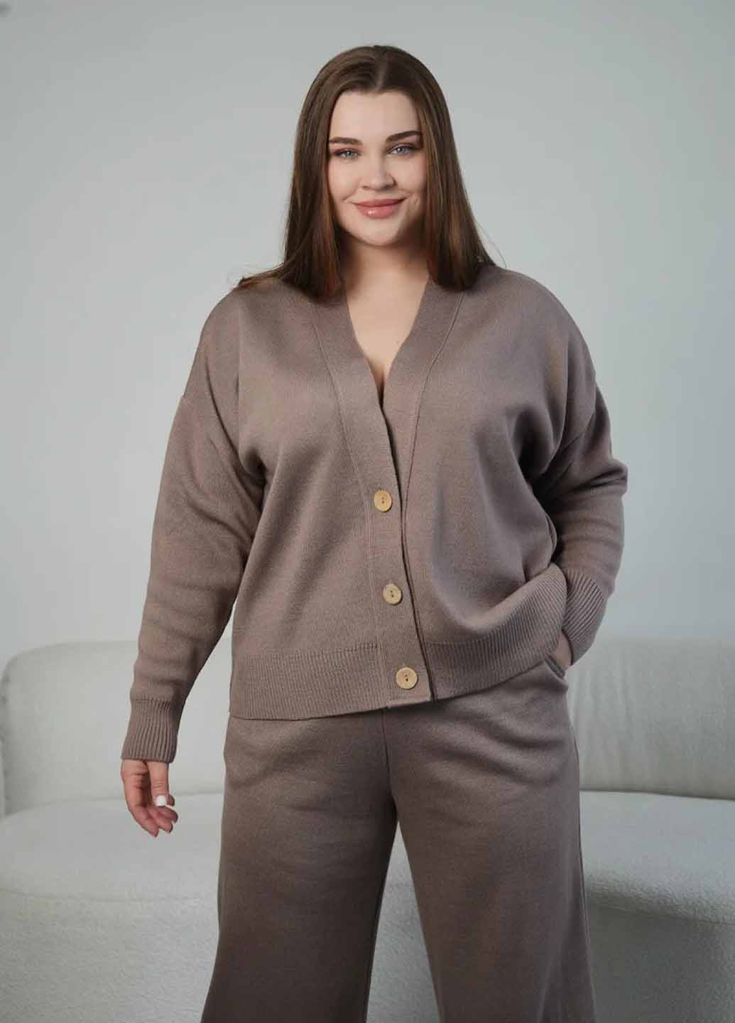 Кофейный демисезонный кардиган Fashion