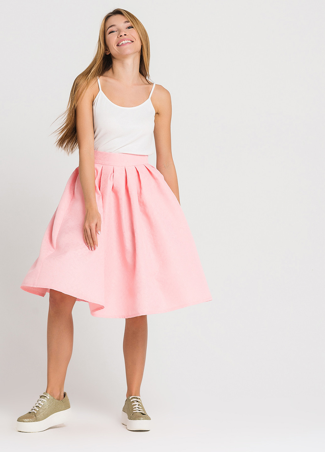Светло-розовая кэжуал юбка Vovk клешированная