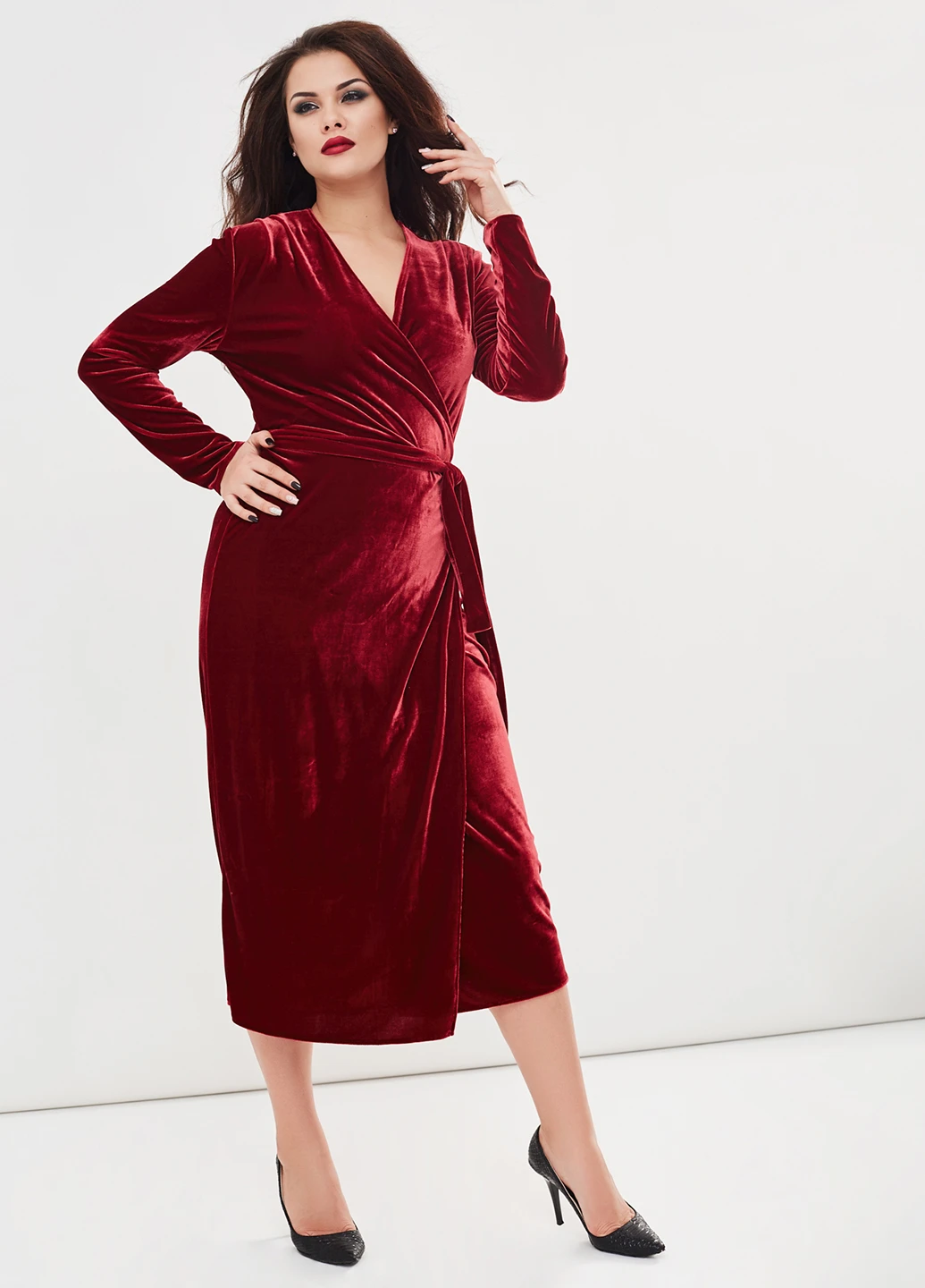 Бордова коктейльна сукня New Style однотонна