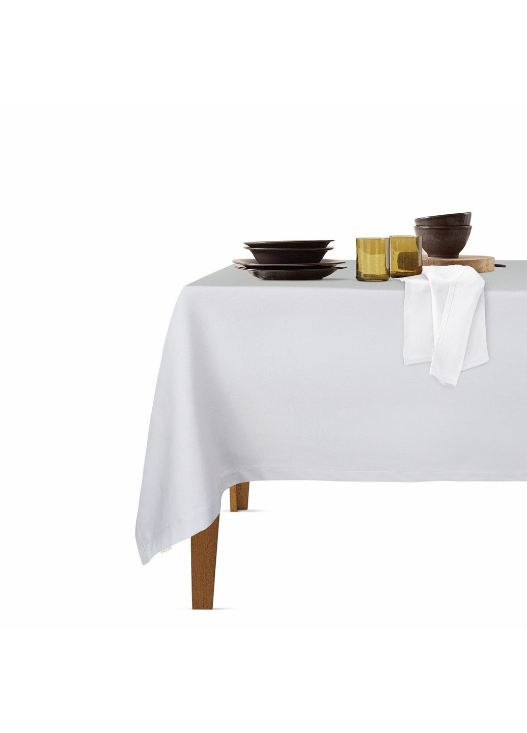 Столовый набор для сервировки стола скатерть Grey 140х180 и салфетки тканевые White 35х35 - 4 шт (4822052073865) Cosas (252506495)