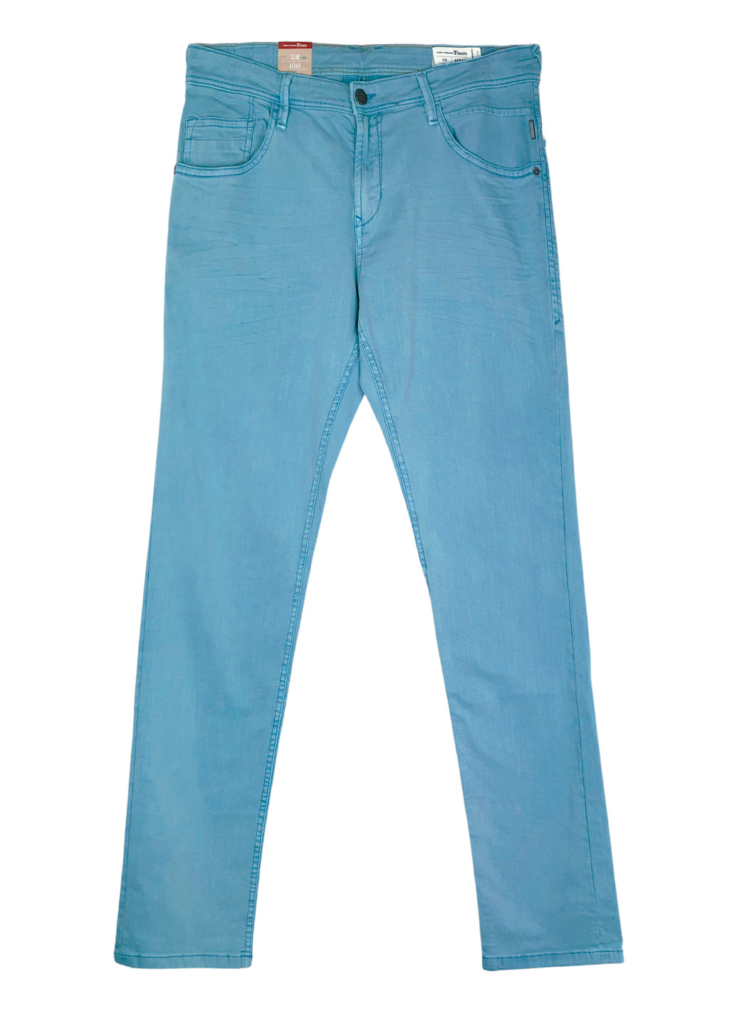 Голубые повседневный летние прямые, зауженные брюки Tom Tailor