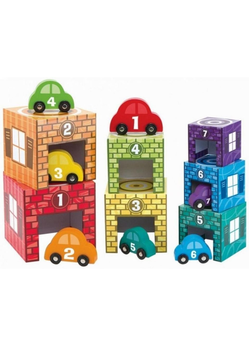 Розвиваюча іграшка Набір блоків-кубів Автомобілі та гаражі (MD12435) Melissa&Doug (254076935)
