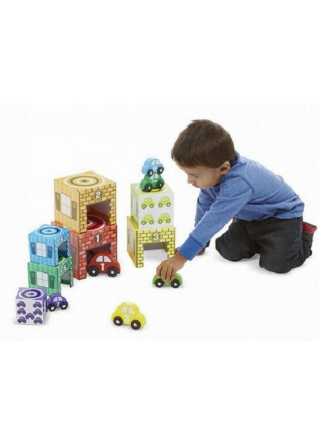 Розвиваюча іграшка Набір блоків-кубів Автомобілі та гаражі (MD12435) Melissa&Doug (254076935)