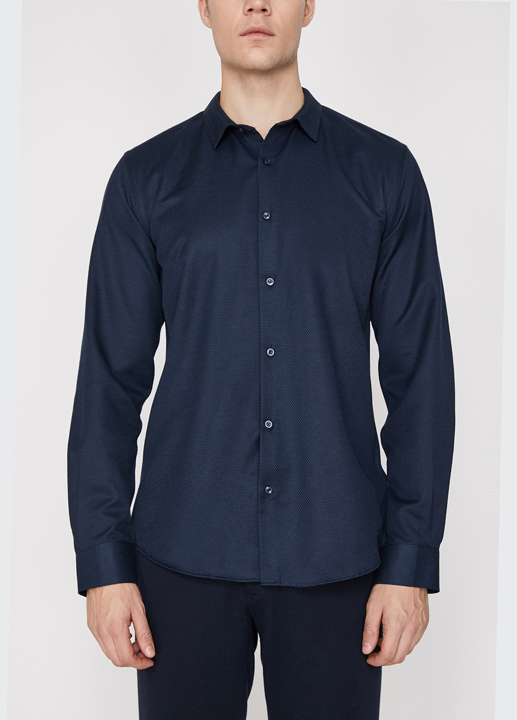 Темно-синяя классическая рубашка однотонная KOTON