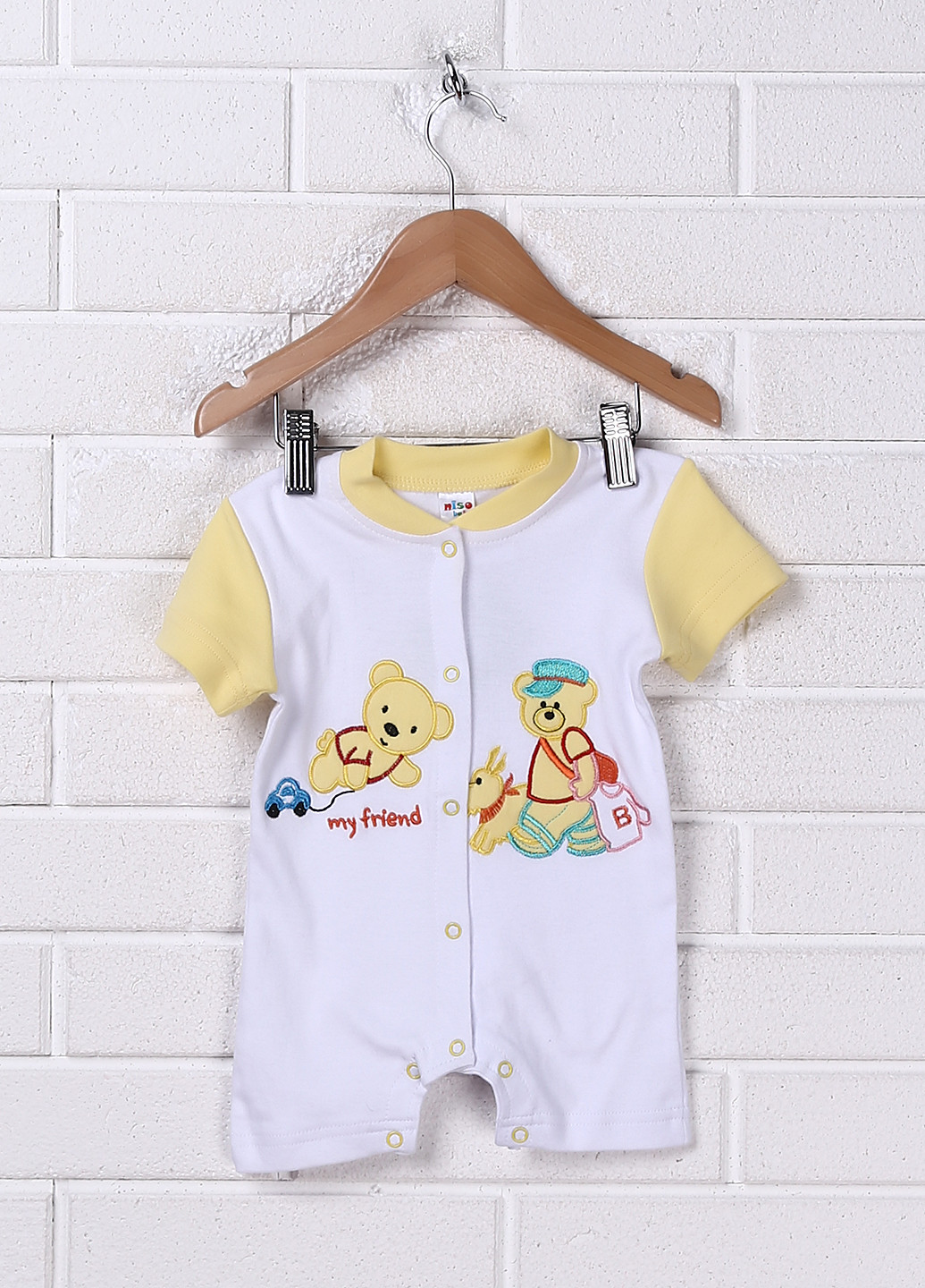 Комбінезон Niso Baby з коротким рукавом малюнок жовтий домашній