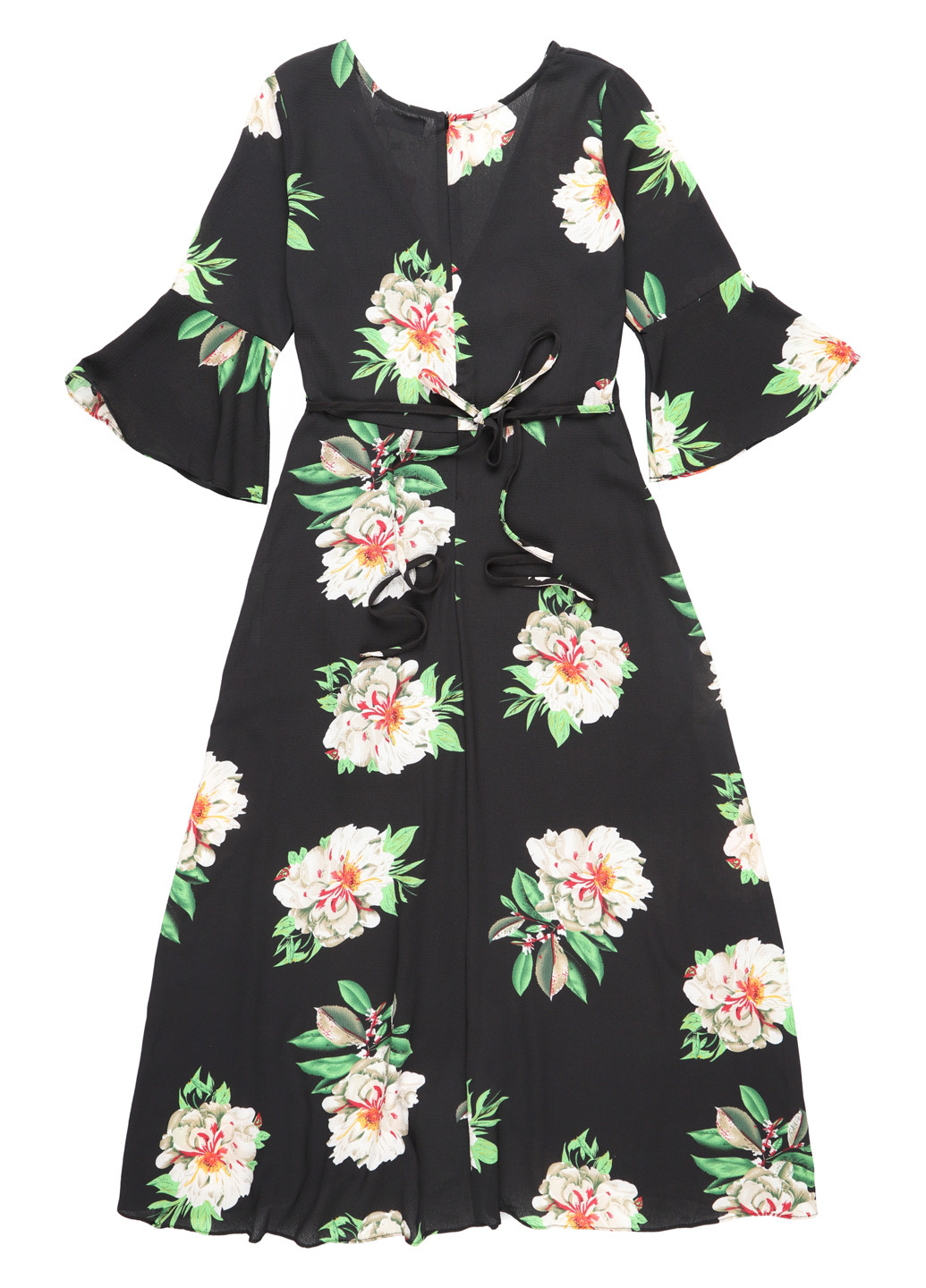 Черное кэжуал платье на запах Girls On Film с цветочным принтом