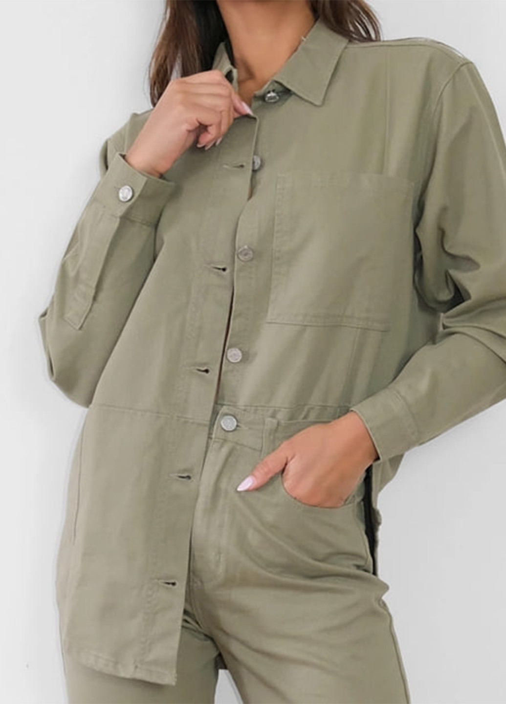 Оливковковая (хаки) кэжуал рубашка однотонная Missguided