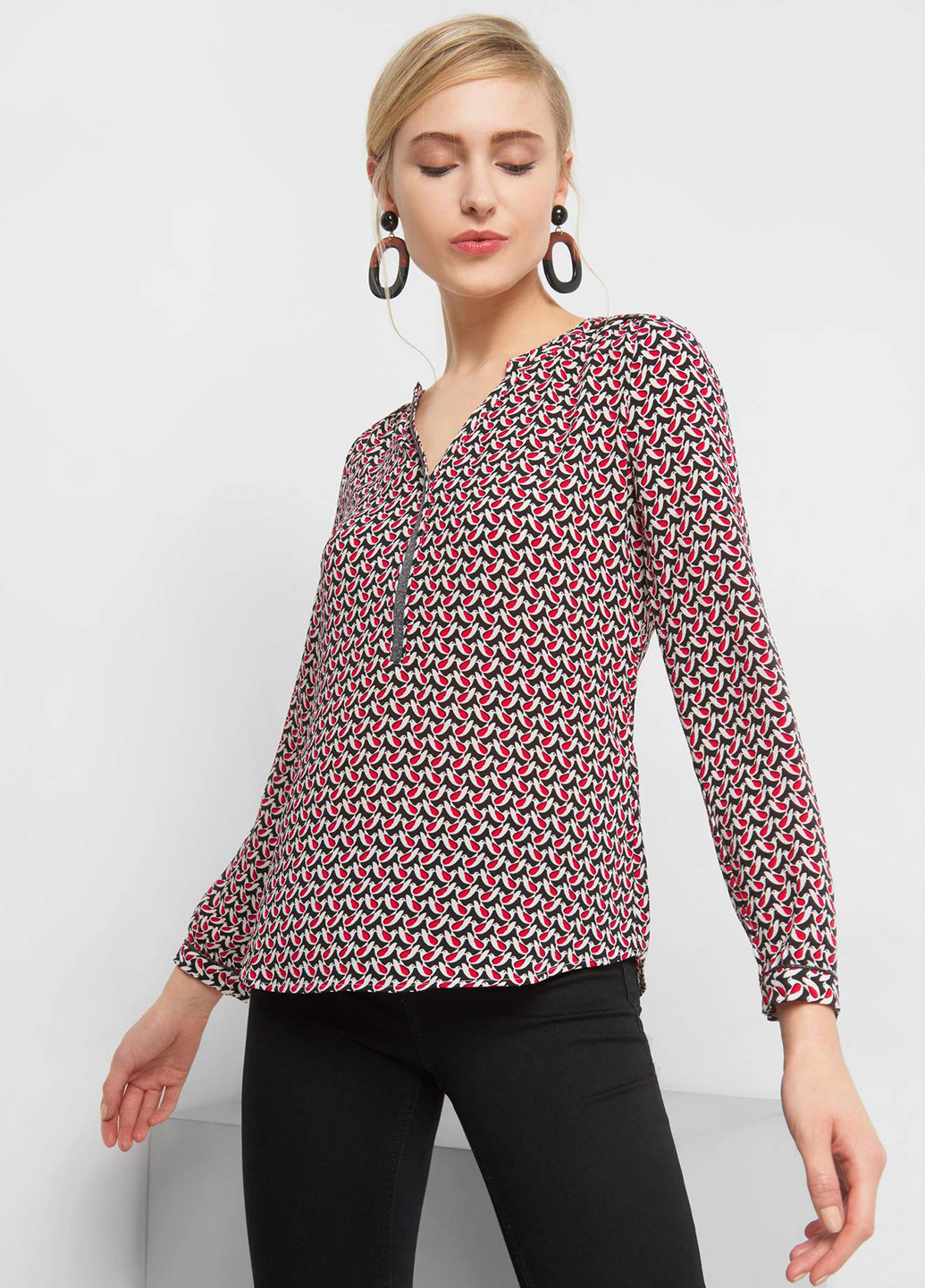 Комбинированная демисезонная блуза с длинным рукавом Orsay