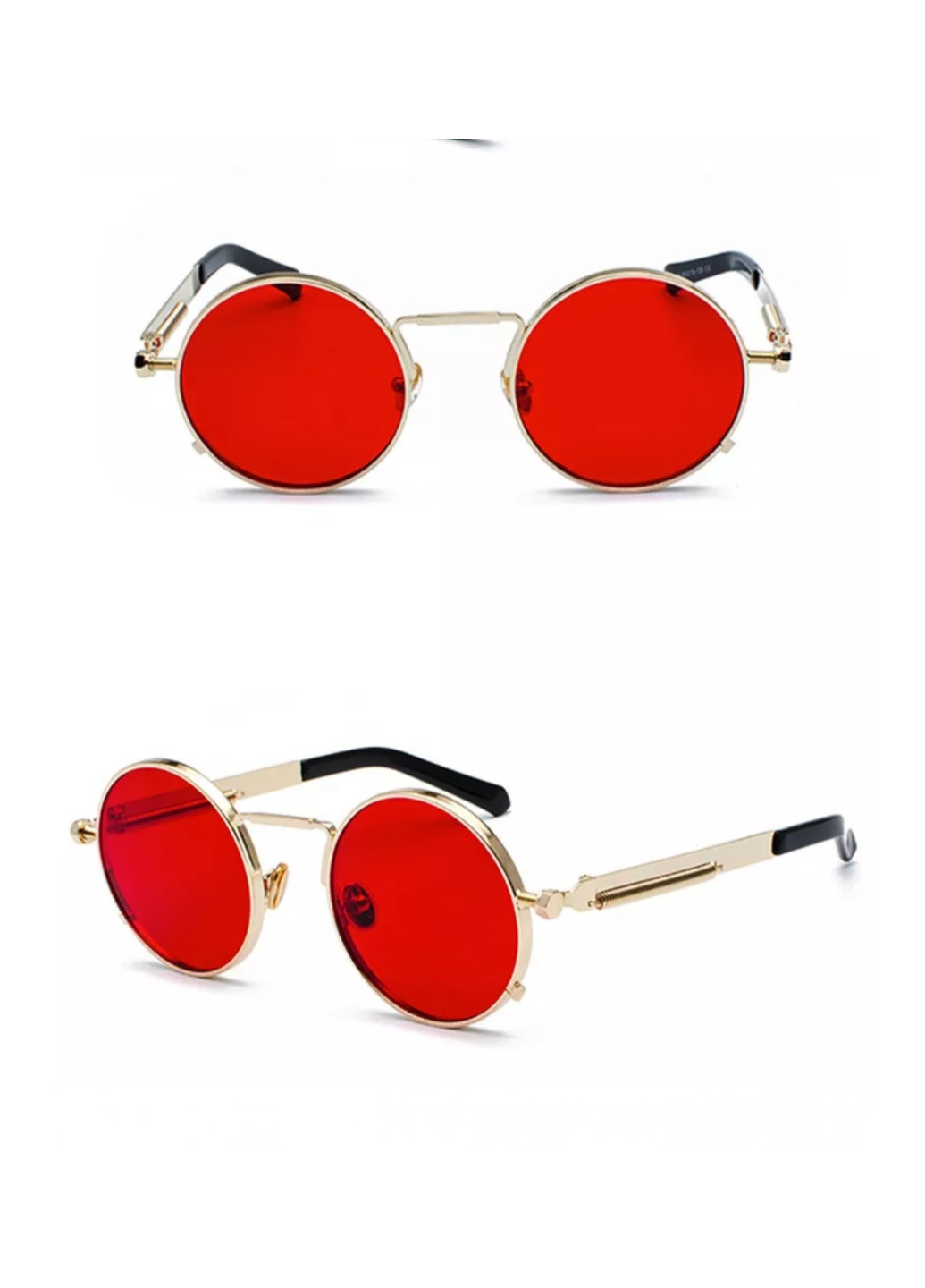 Круглые очки гоглы с пружинами Красный в золоте No Brand (253395868)