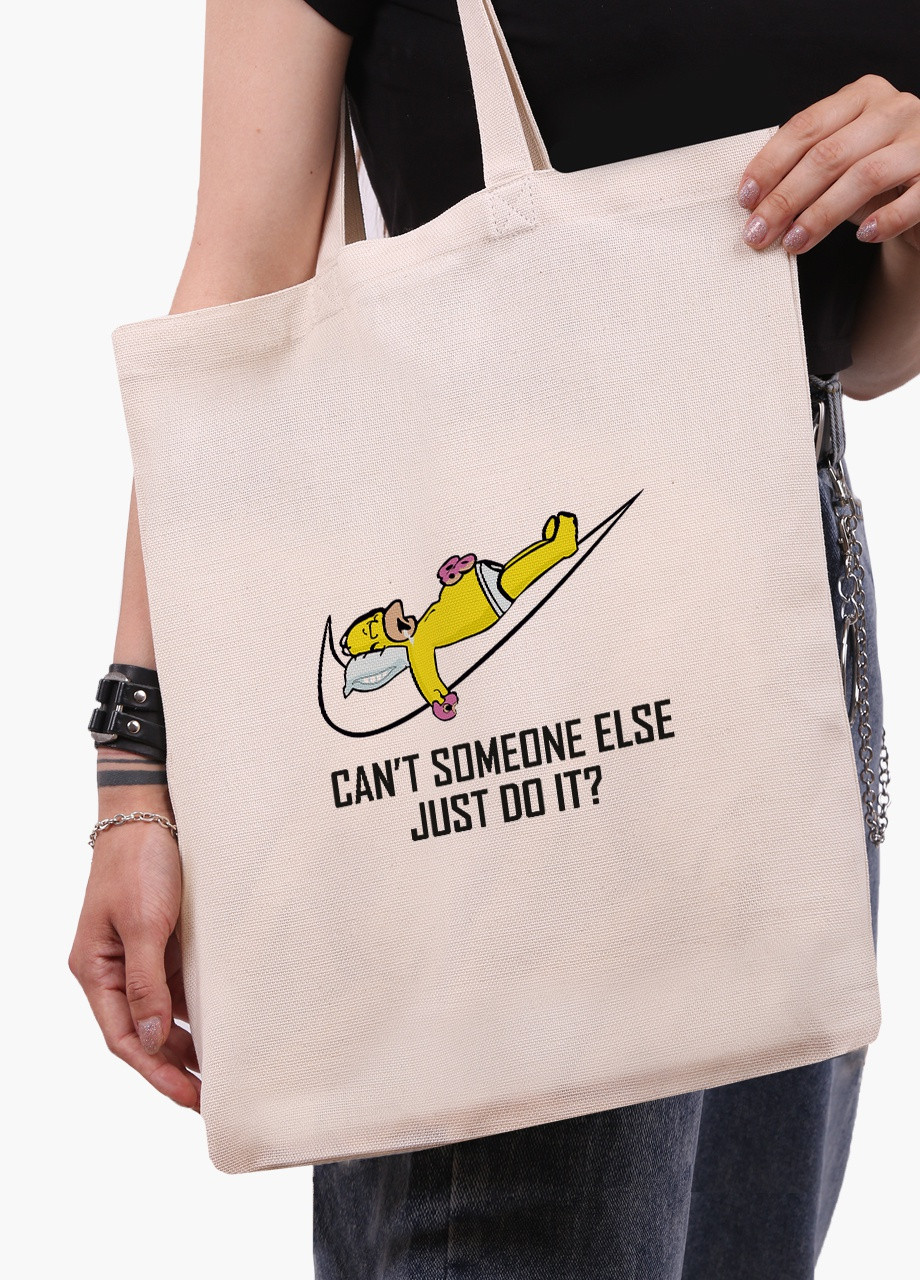 Еко сумка шоппер біла Гомер Сімпсон (The Simpsons JUST DO IT) (9227-2043-WT) Еко сумка шоппер біла 41*35 см MobiPrint (215977370)