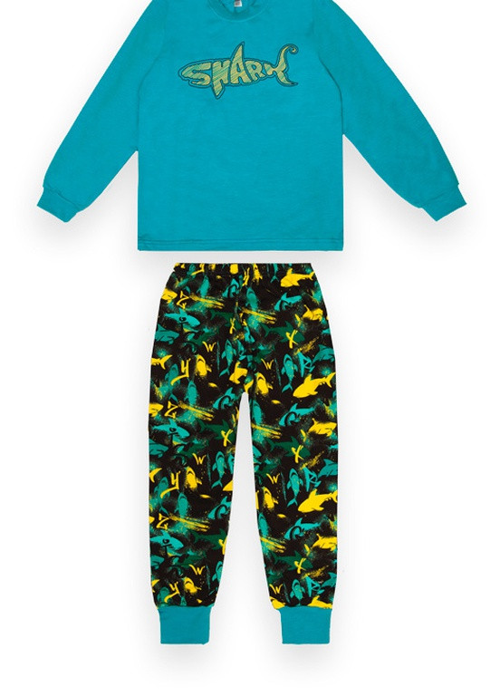 Синяя зимняя детская пижама для мальчика *shark* Габби