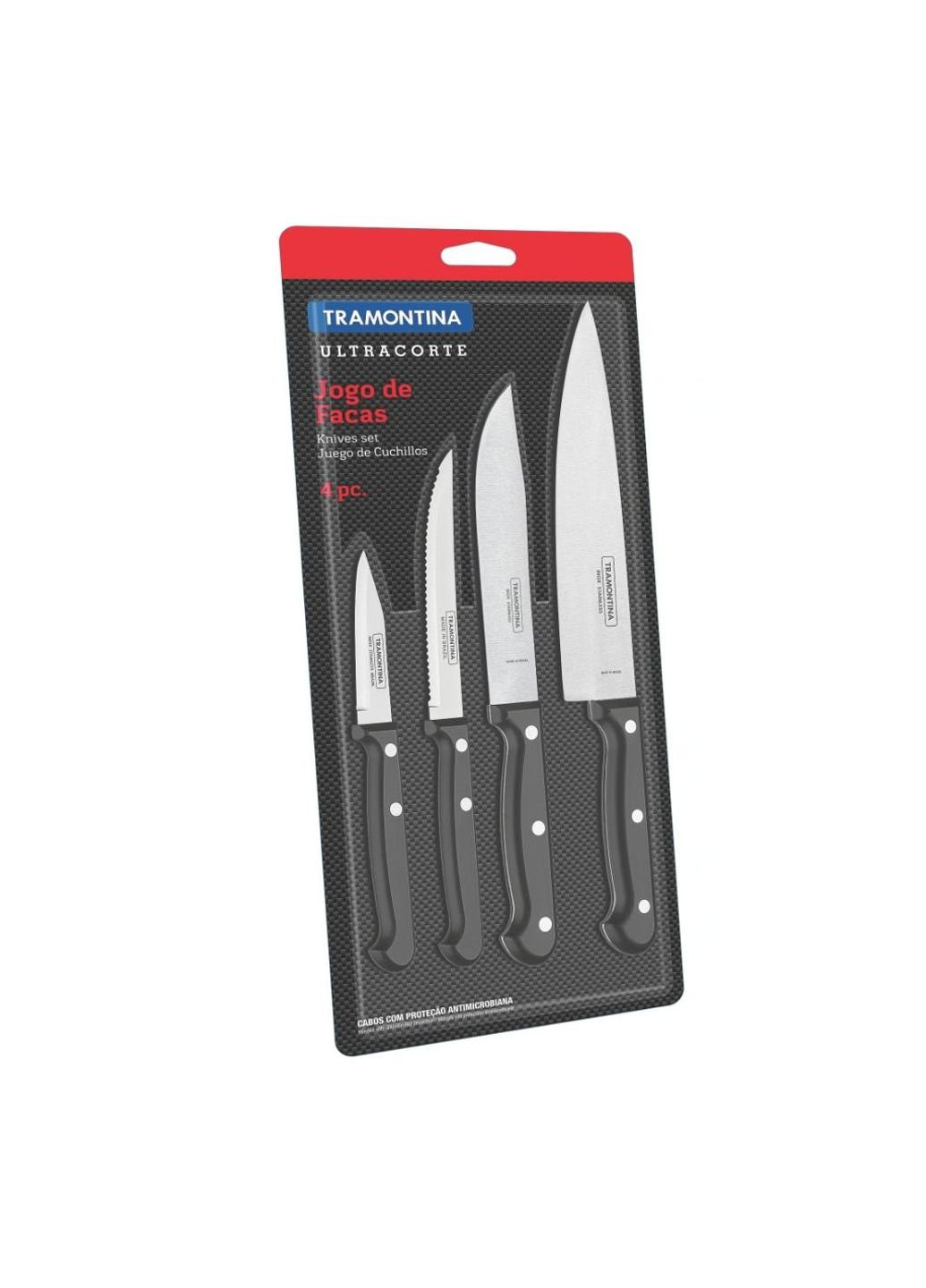 Набір ножів Ultracorte 4шт (23899/061) Tramontina чорний,