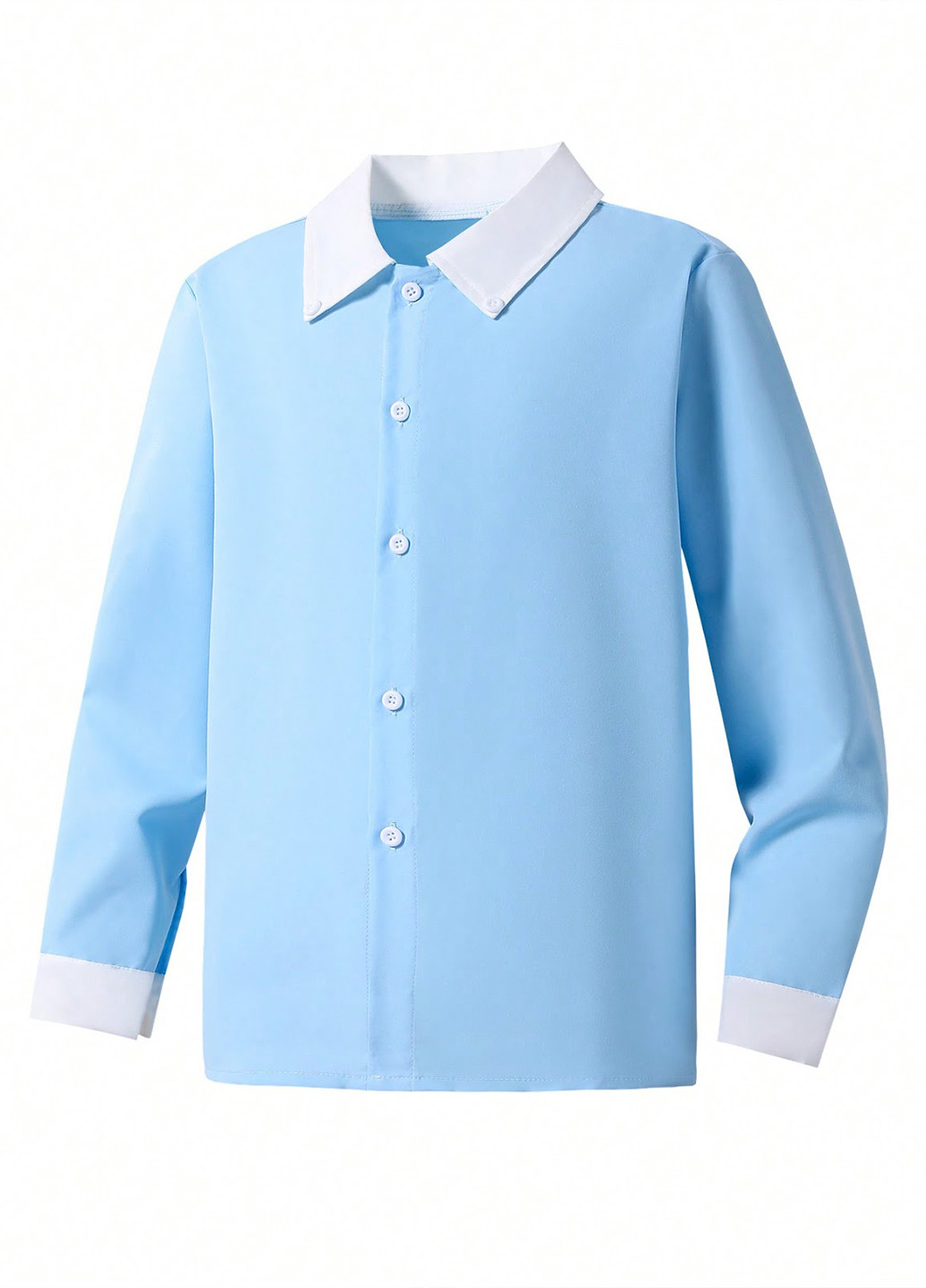 Голубой классическая рубашка колор блок SHEIN