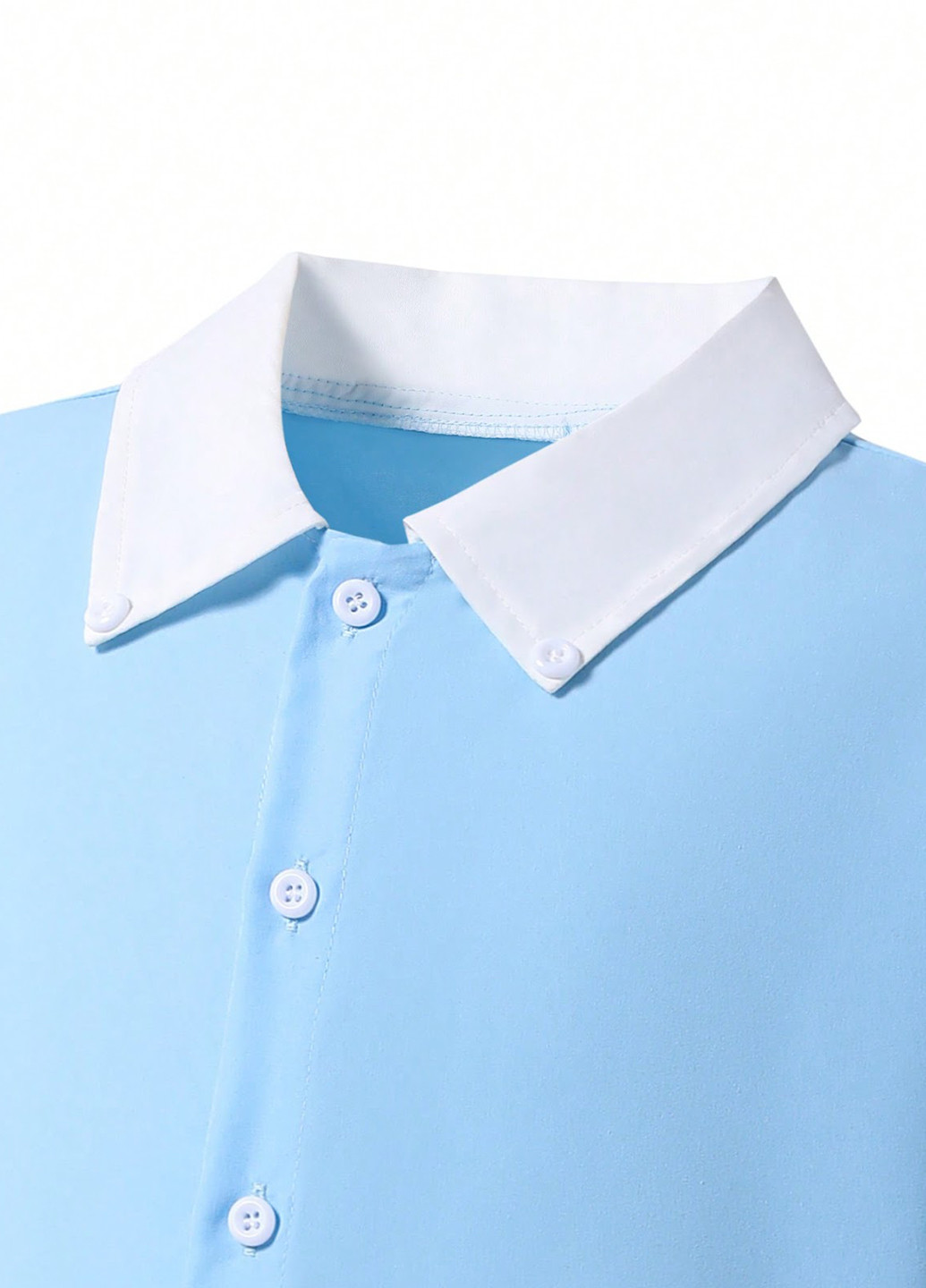 Голубой классическая рубашка колор блок SHEIN