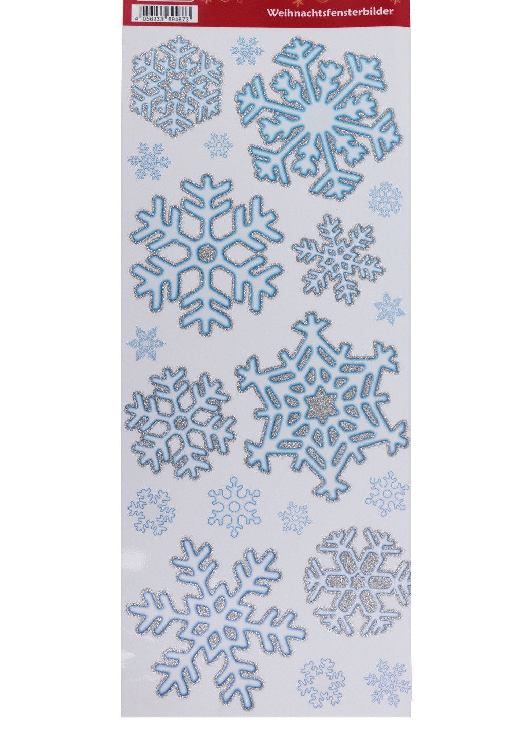 Новогодние многоразовые наклейки для окон с блестками Снежинки Melinera (250270649)
