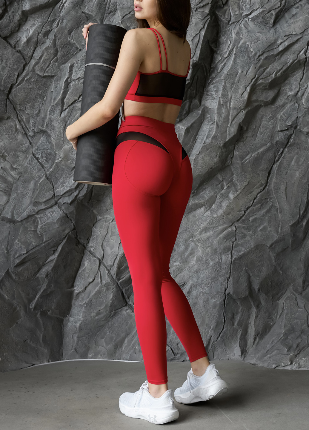 Красные демисезонные женские спортивные леггинсы Asalart