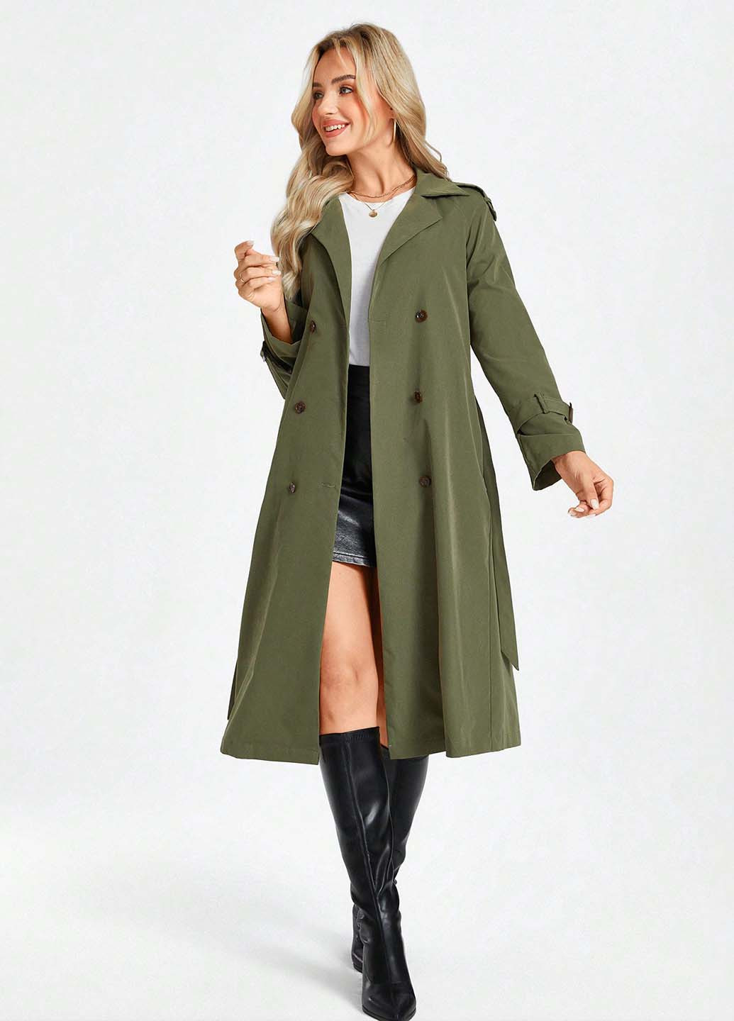 Плащ SHEIN на пуговицах демисезон (357075209)