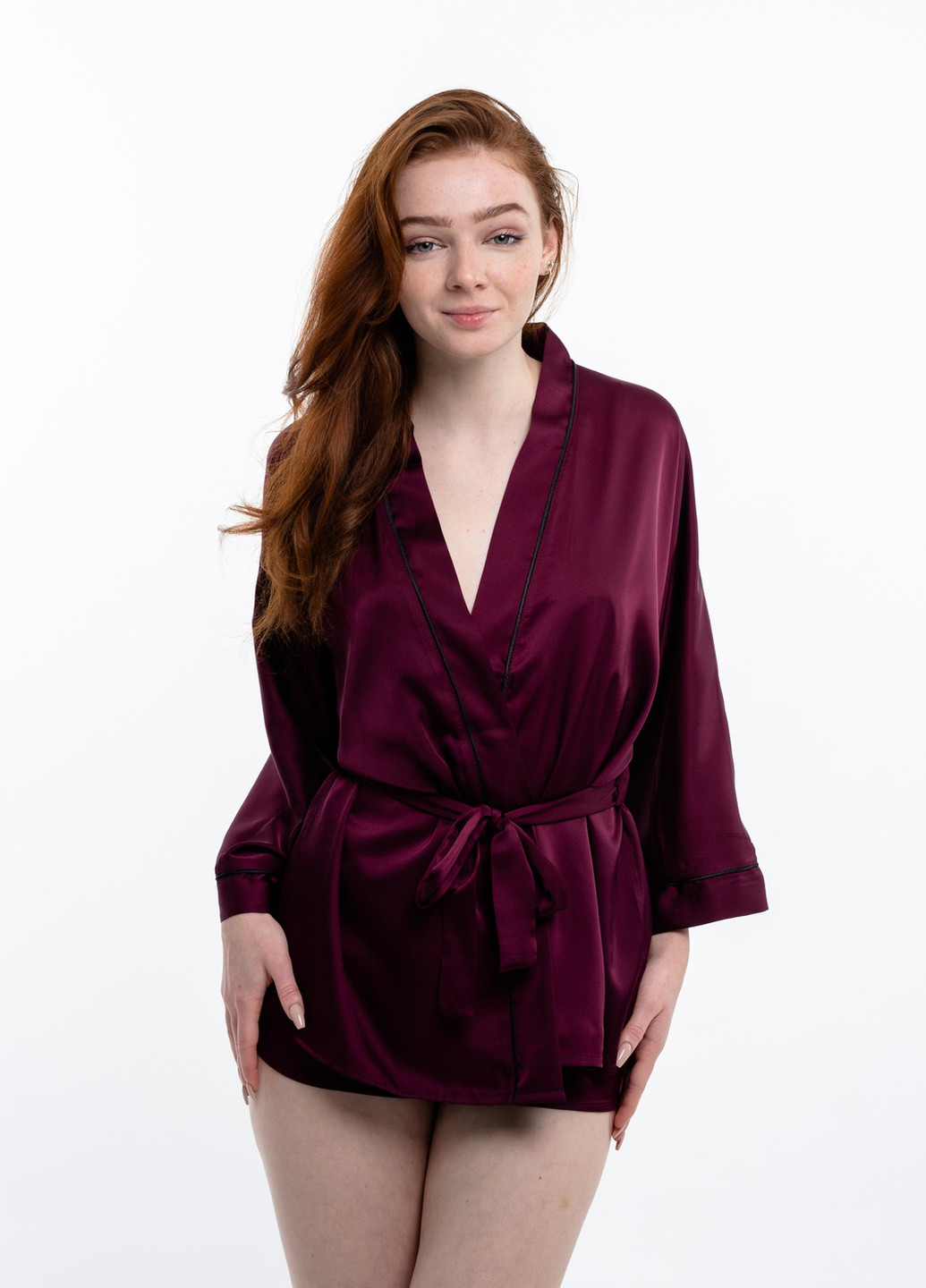 Бордовая всесезон пижама (піджак + майка + шорты) GorLin