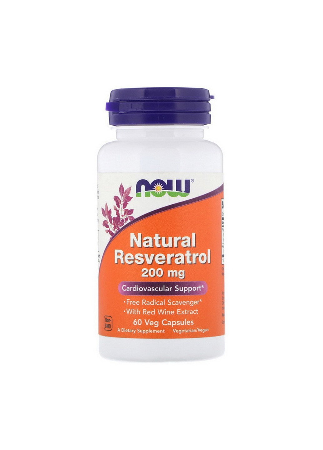 Антиоксидант Natural Resveratrol 200 mg (60 капс) нау фудс Now Foods (255408388)