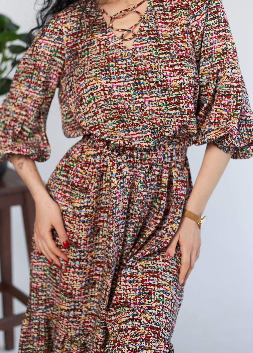 Комбинированное кэжуал платье MiNiMax с абстрактным узором