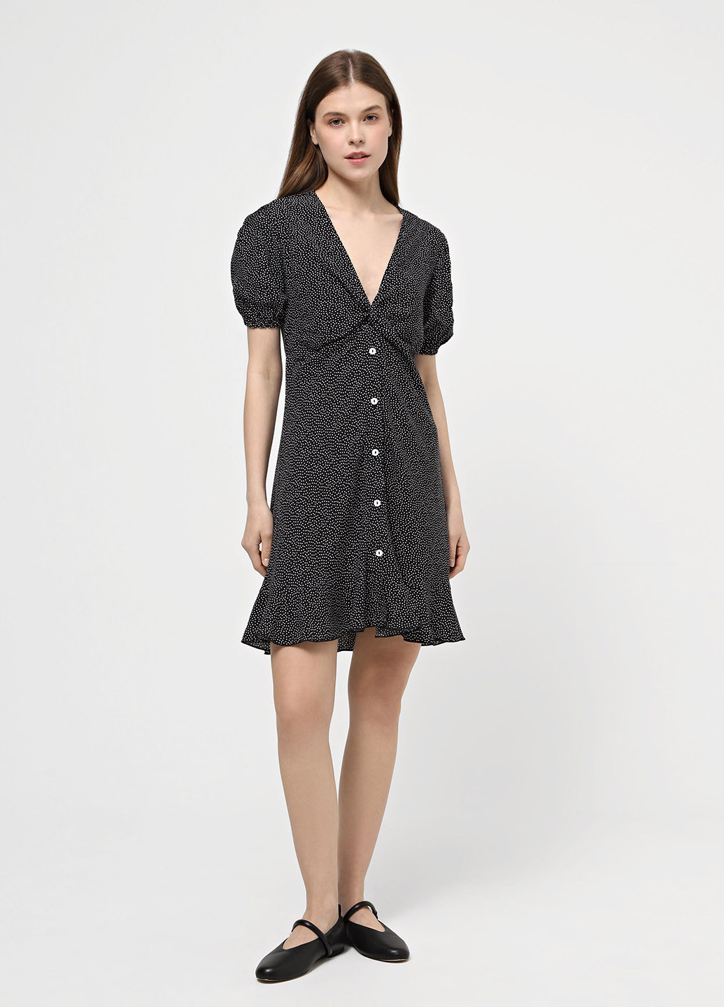 Чорна кежуал сукня Braska в горошок