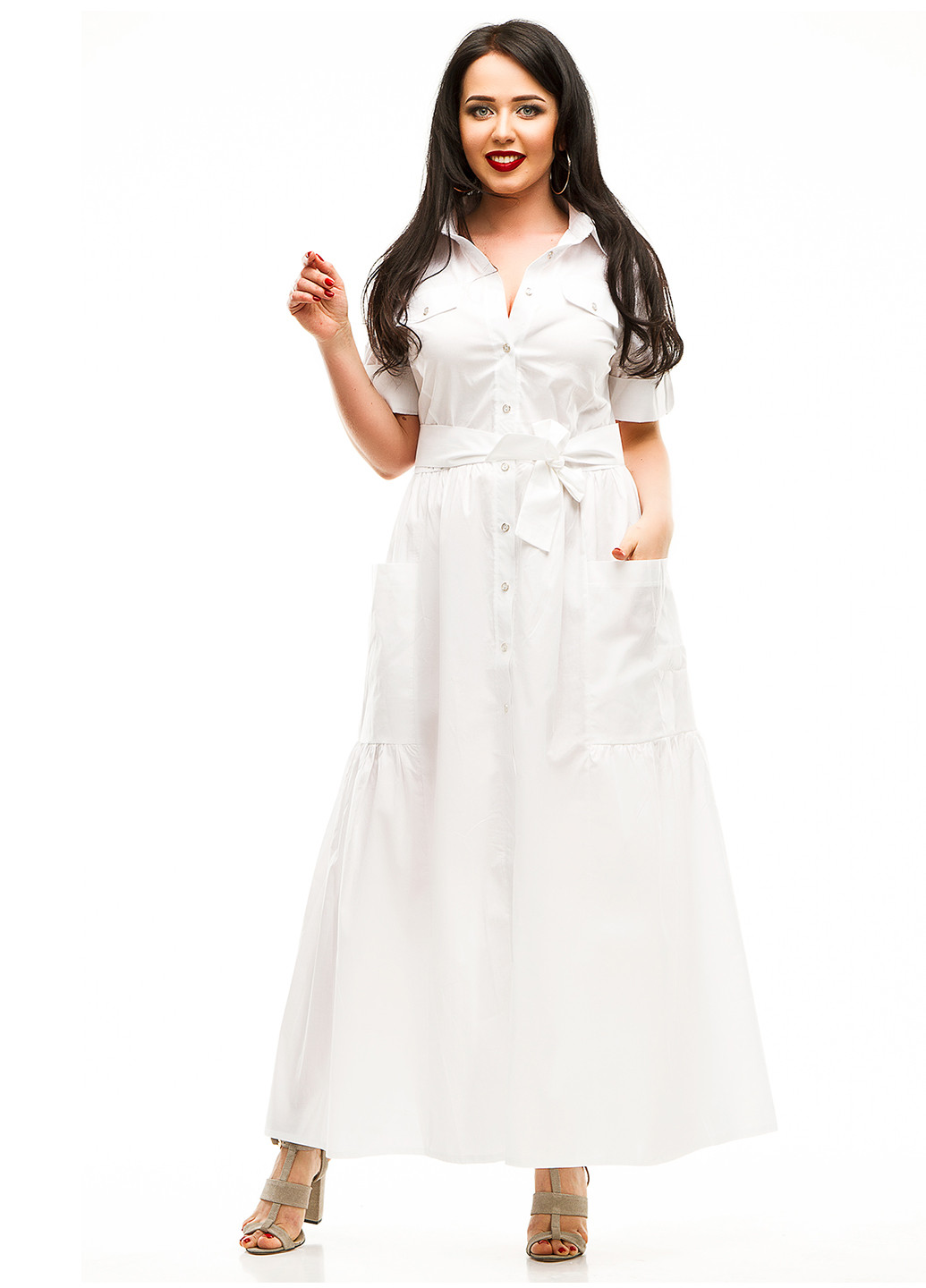 Білий кежуал сукня Lady Style однотонна