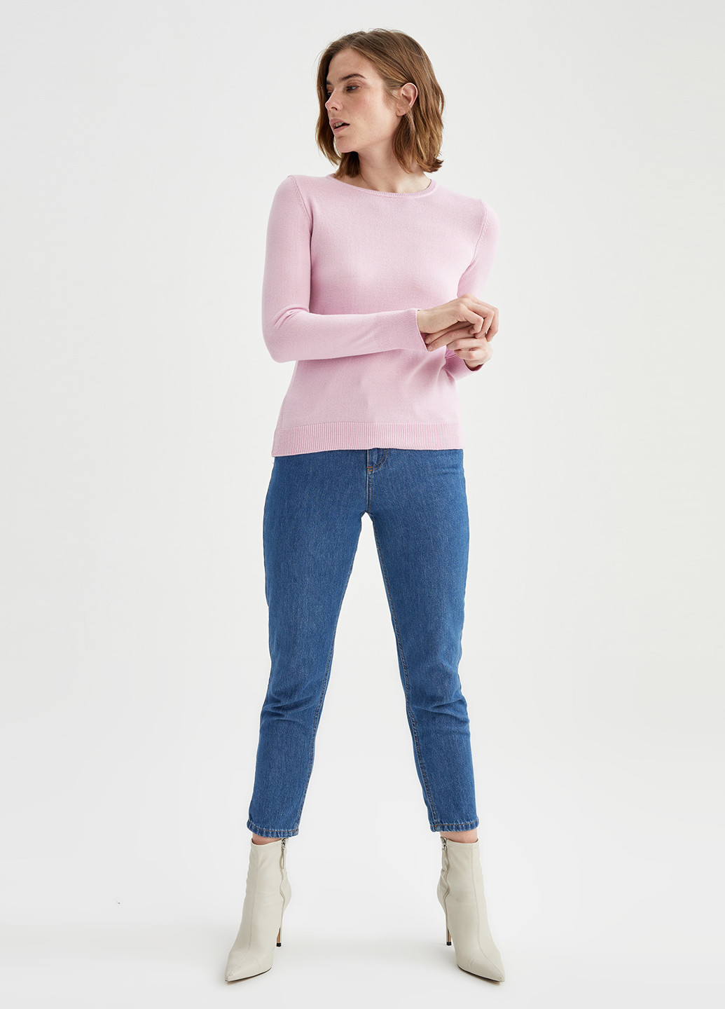 Светло-розовый демисезонный свитер джемпер DeFacto
