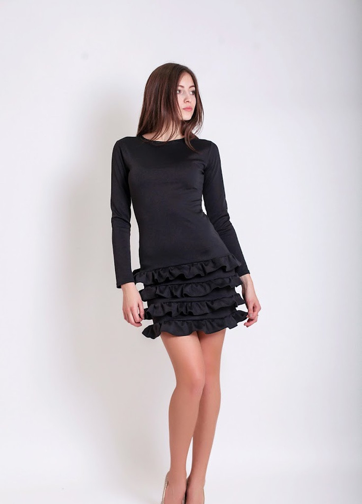Черное кэжуал женское платье arisa Podium однотонное