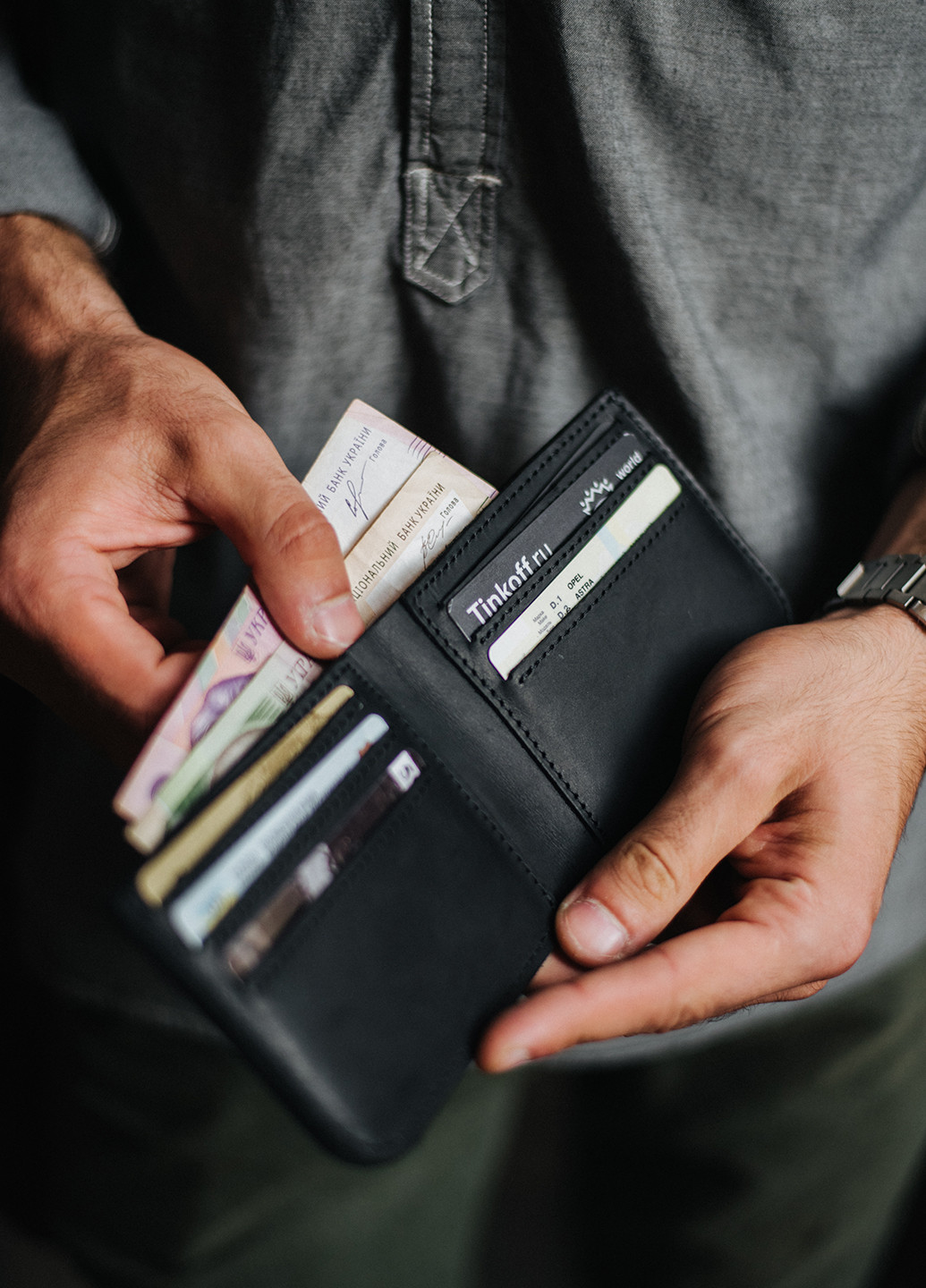 Якісний гаманець ручної роботи сірого кольору з натуральної вінтажної шкіри Boorbon (253582647)