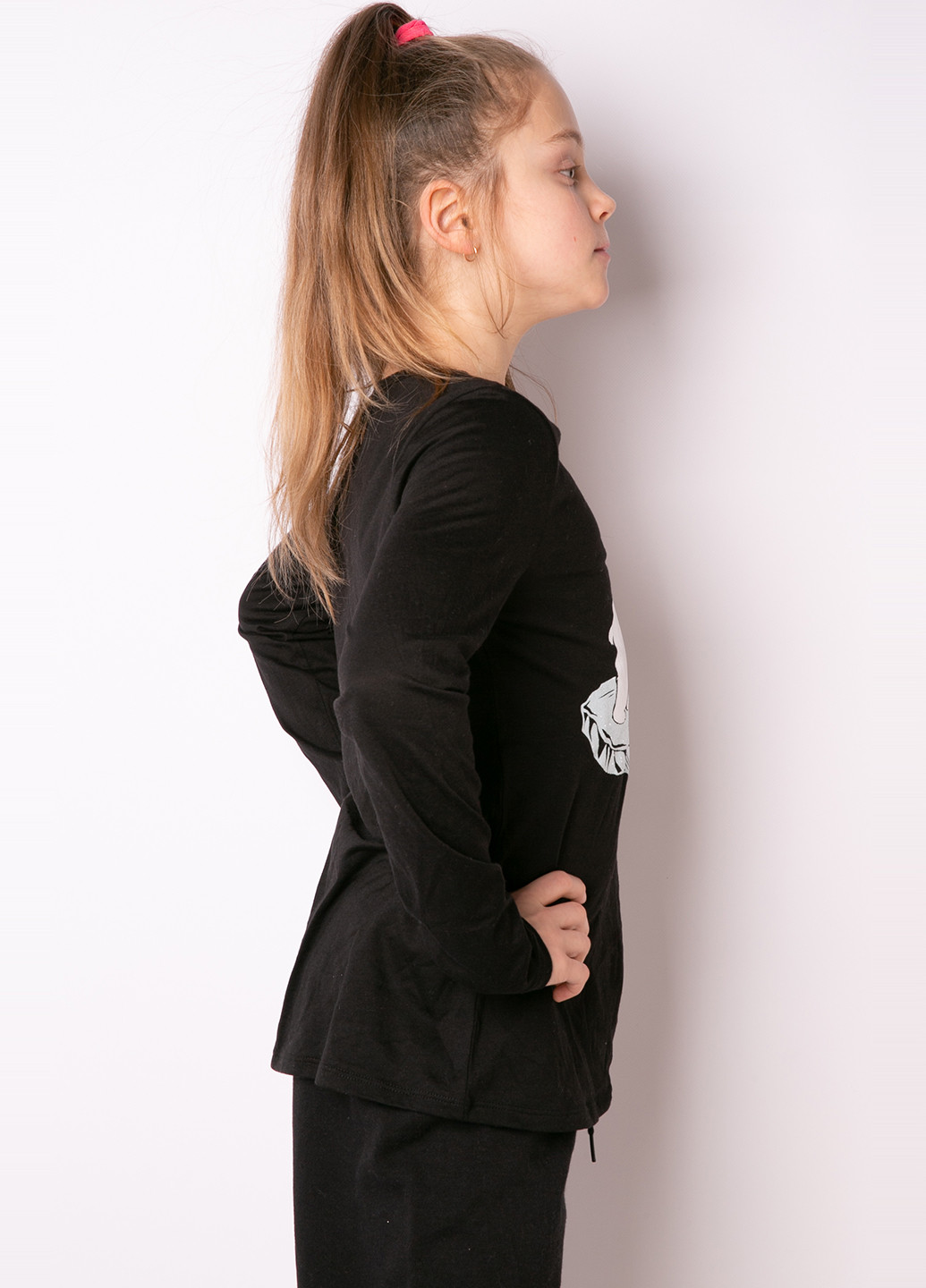 Черный демисезонный кэжуал лонгслив Justice с рисунком