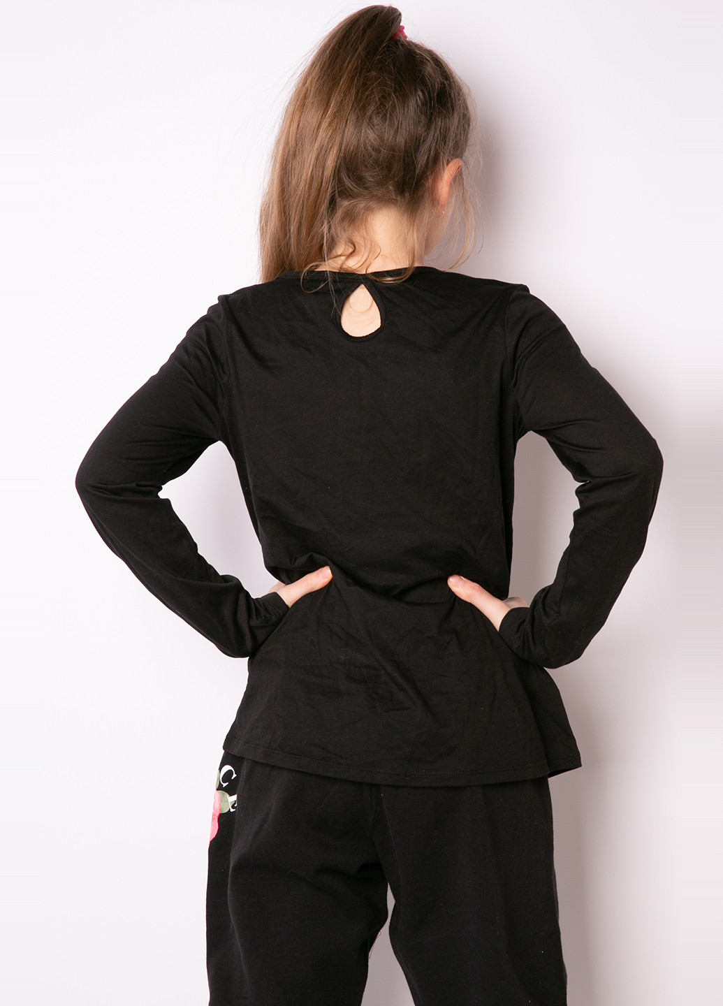 Черный демисезонный кэжуал лонгслив Justice с рисунком