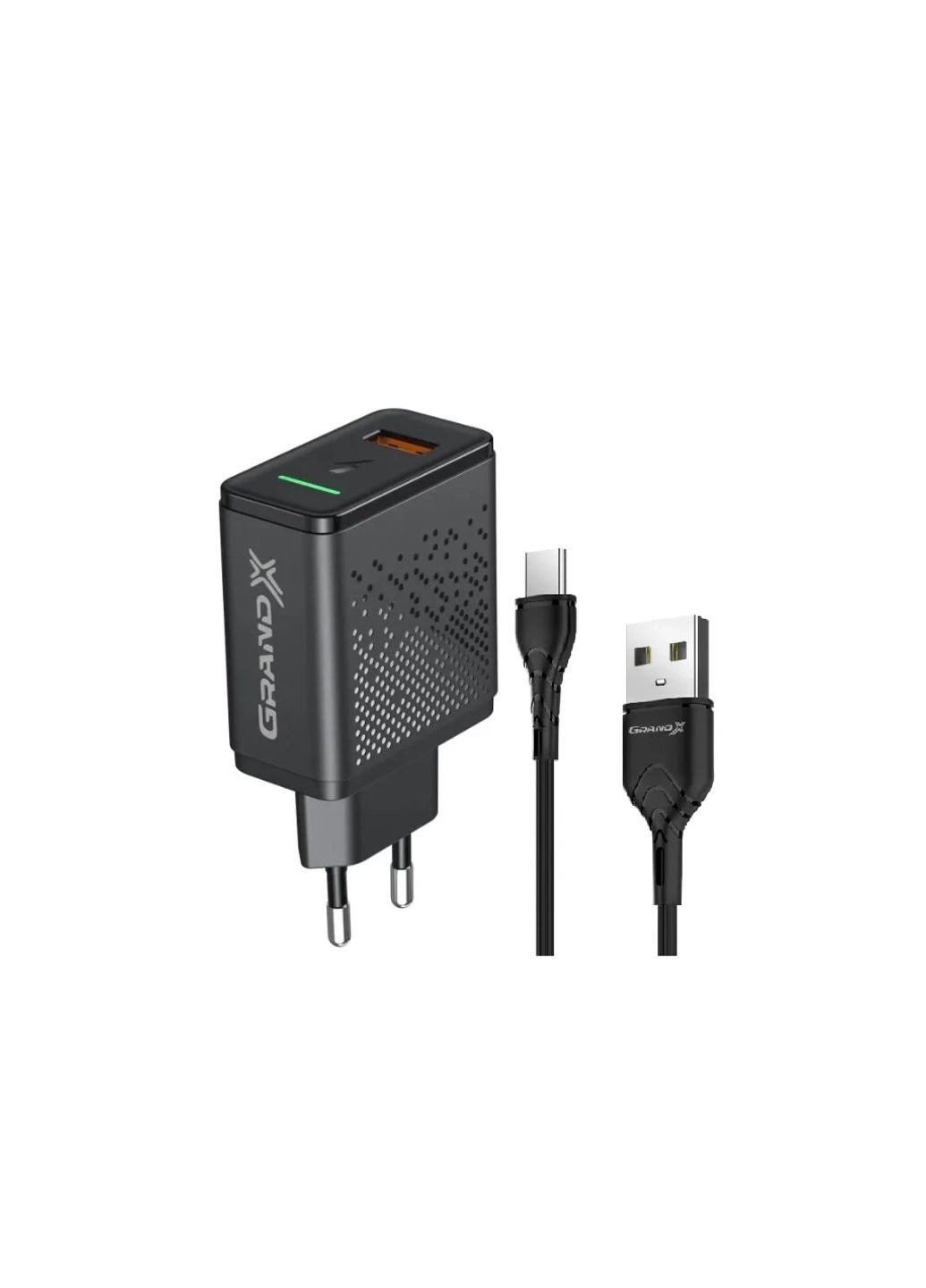 Зарядное устройство eC (CH-650T) Grand-X fast charge 3-в-1 qc3.0, fcp, afc, 18w + cable typ (253507306)