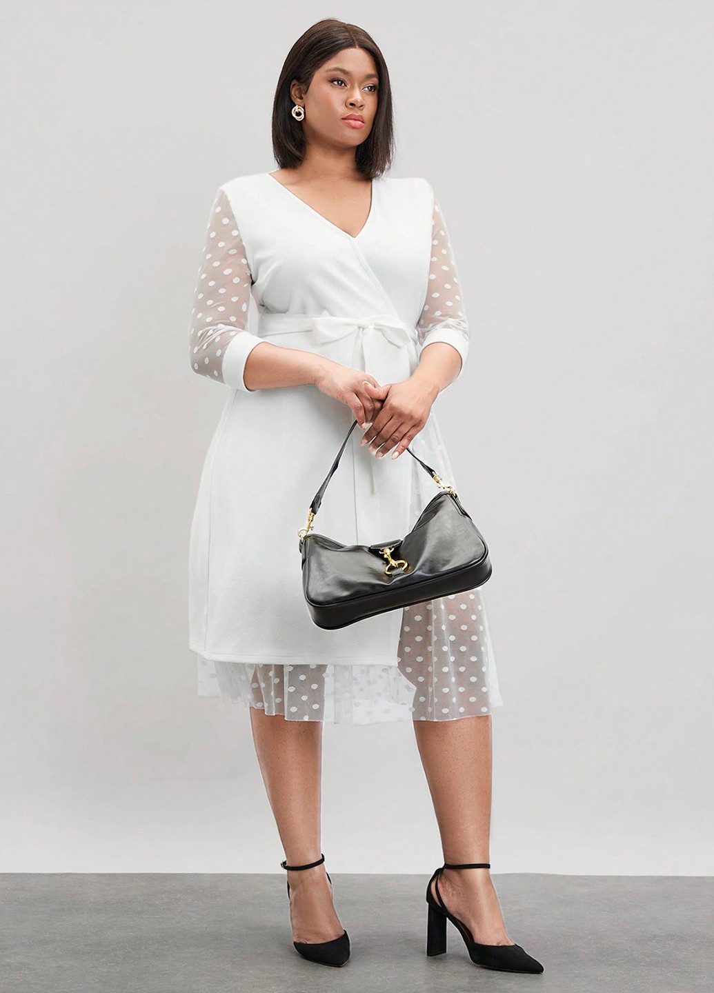 Белое кэжуал платье на запах SHEIN однотонное