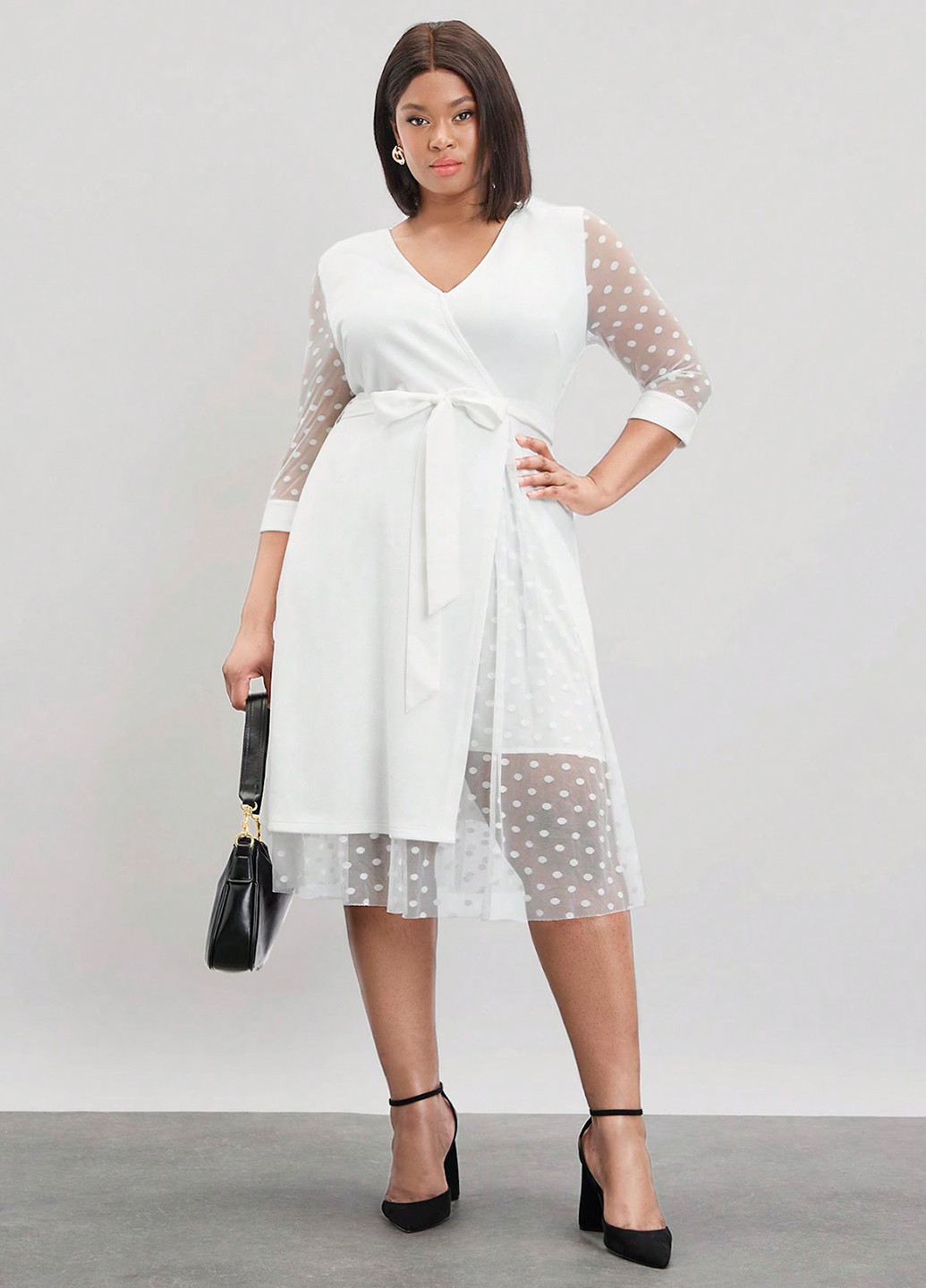 Белое кэжуал платье на запах SHEIN однотонное