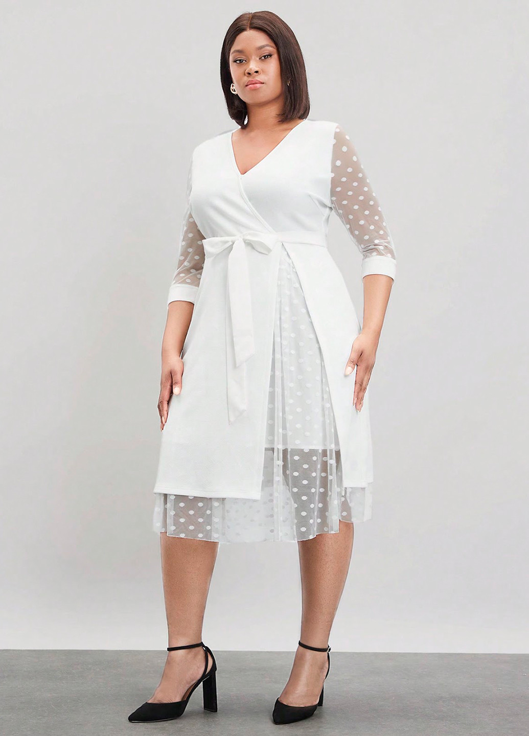 Белое кэжуал платье на запах SHEIN однотонное