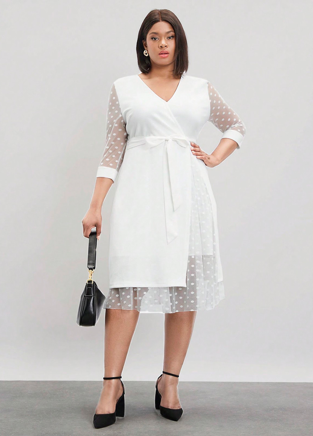 Белое кэжуал платье на запах SHEIN однотонное