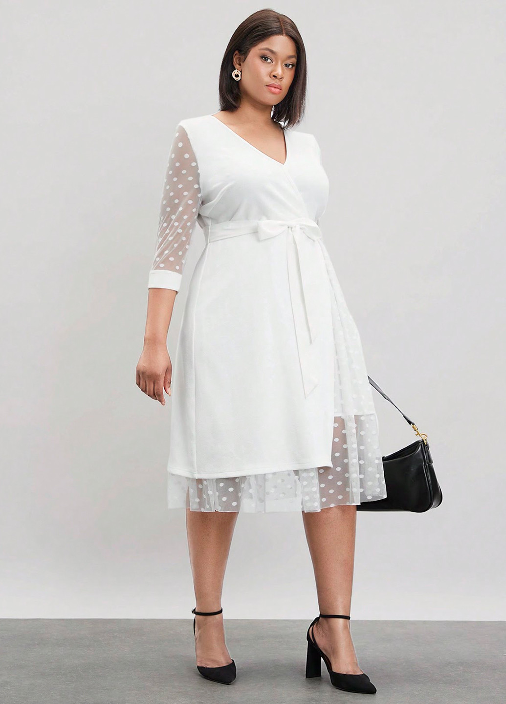 Белое кэжуал платье на запах SHEIN однотонное