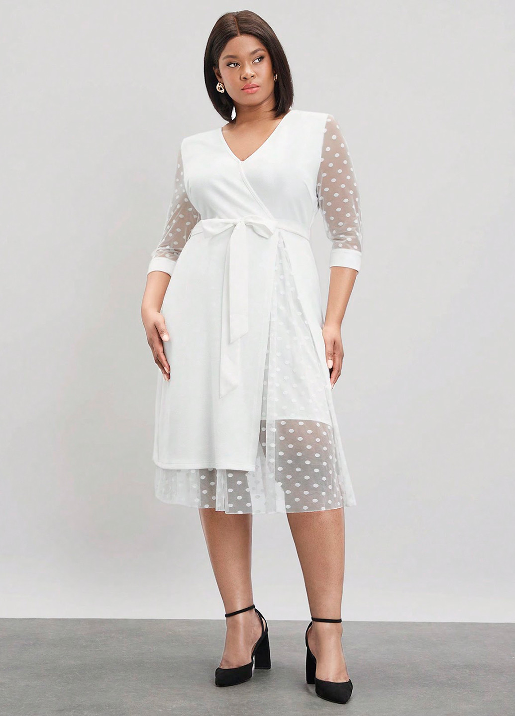 Белое кэжуал платье на запах SHEIN однотонное